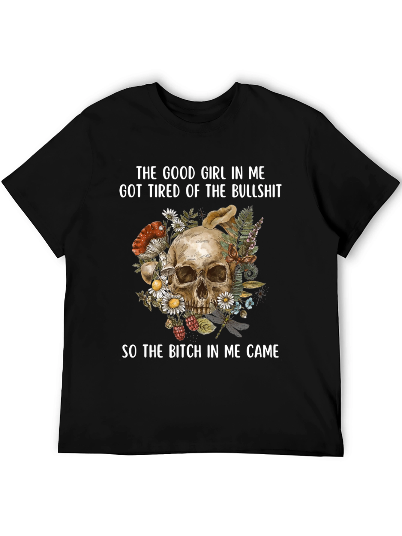 Good Girl Tired Skull Graphic T-Shirt