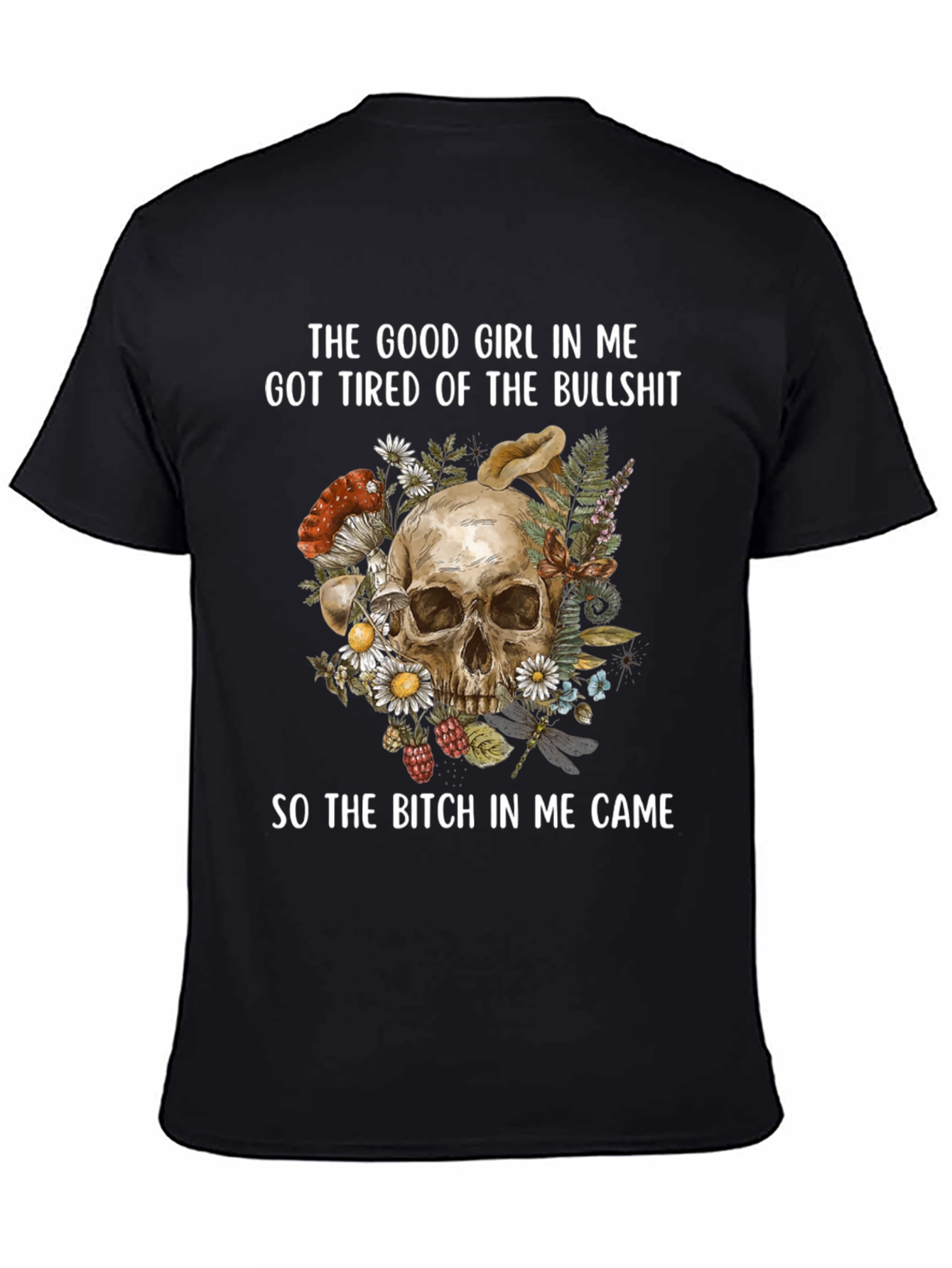 Good Girl Tired Skull Graphic T-Shirt