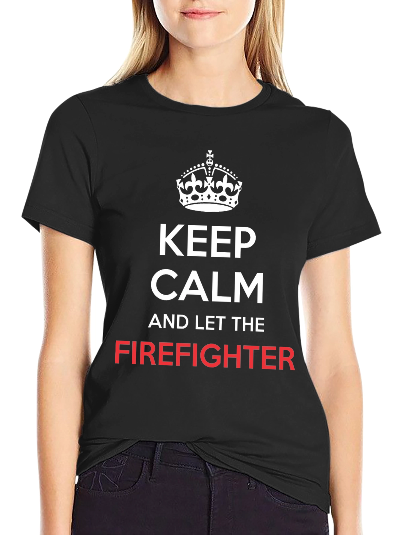 Keep Calm Firefighter Tee - Black Cotton T-Shirt
