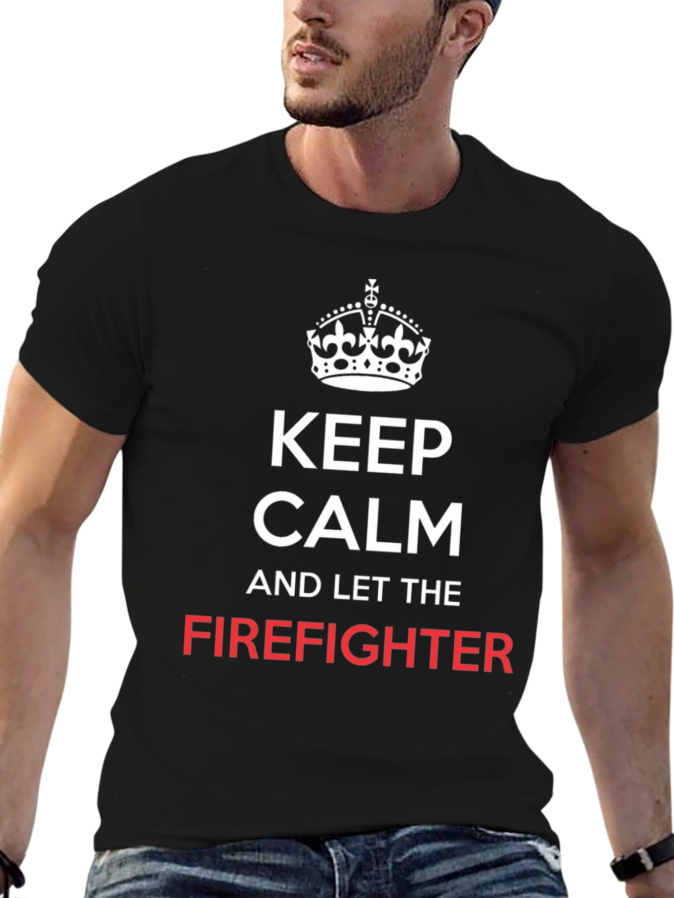 Keep Calm Firefighter Tee - Black Cotton T-Shirt
