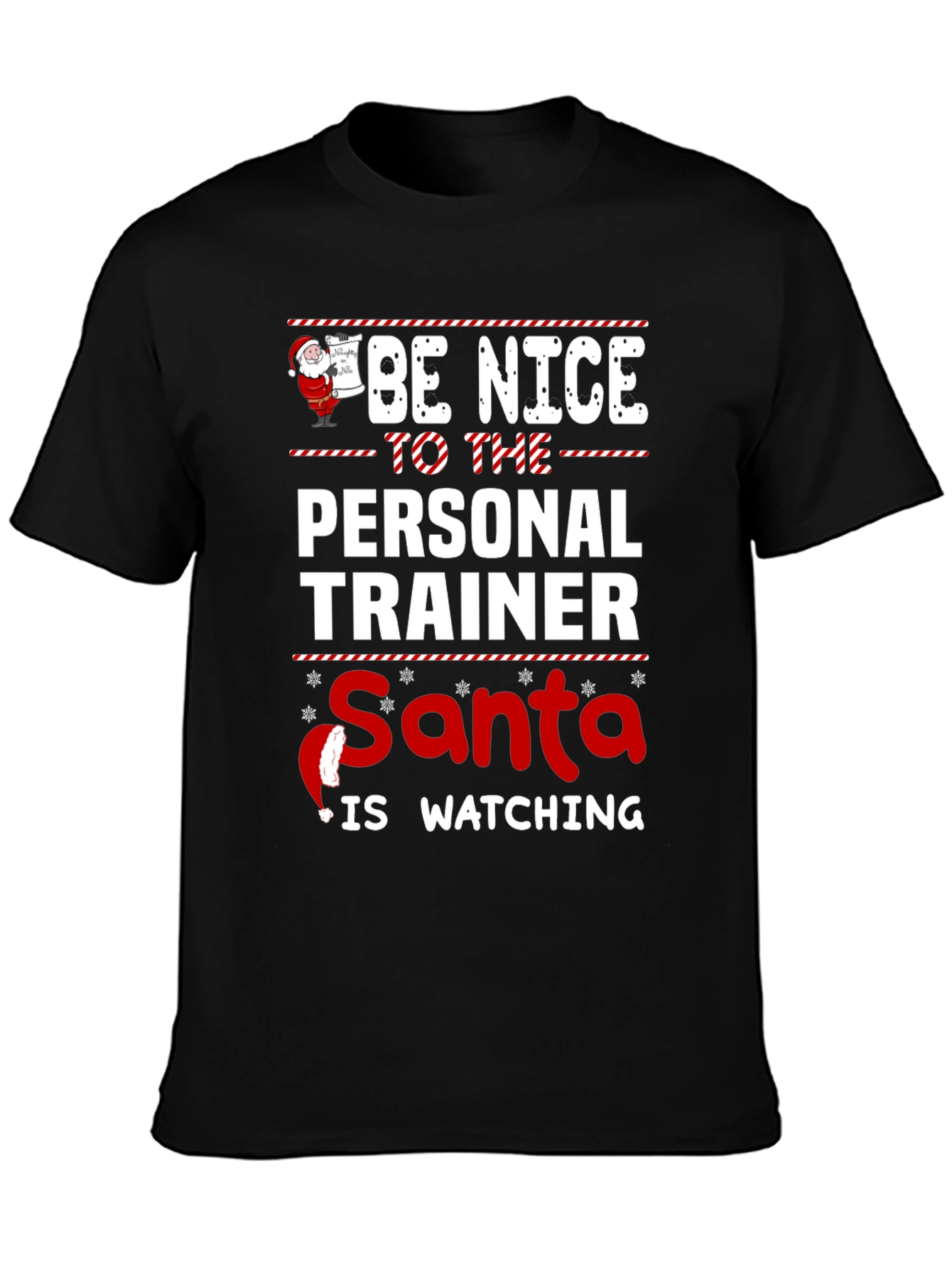 Funny Personal Trainer Santa Watching Christmas T-Shirt