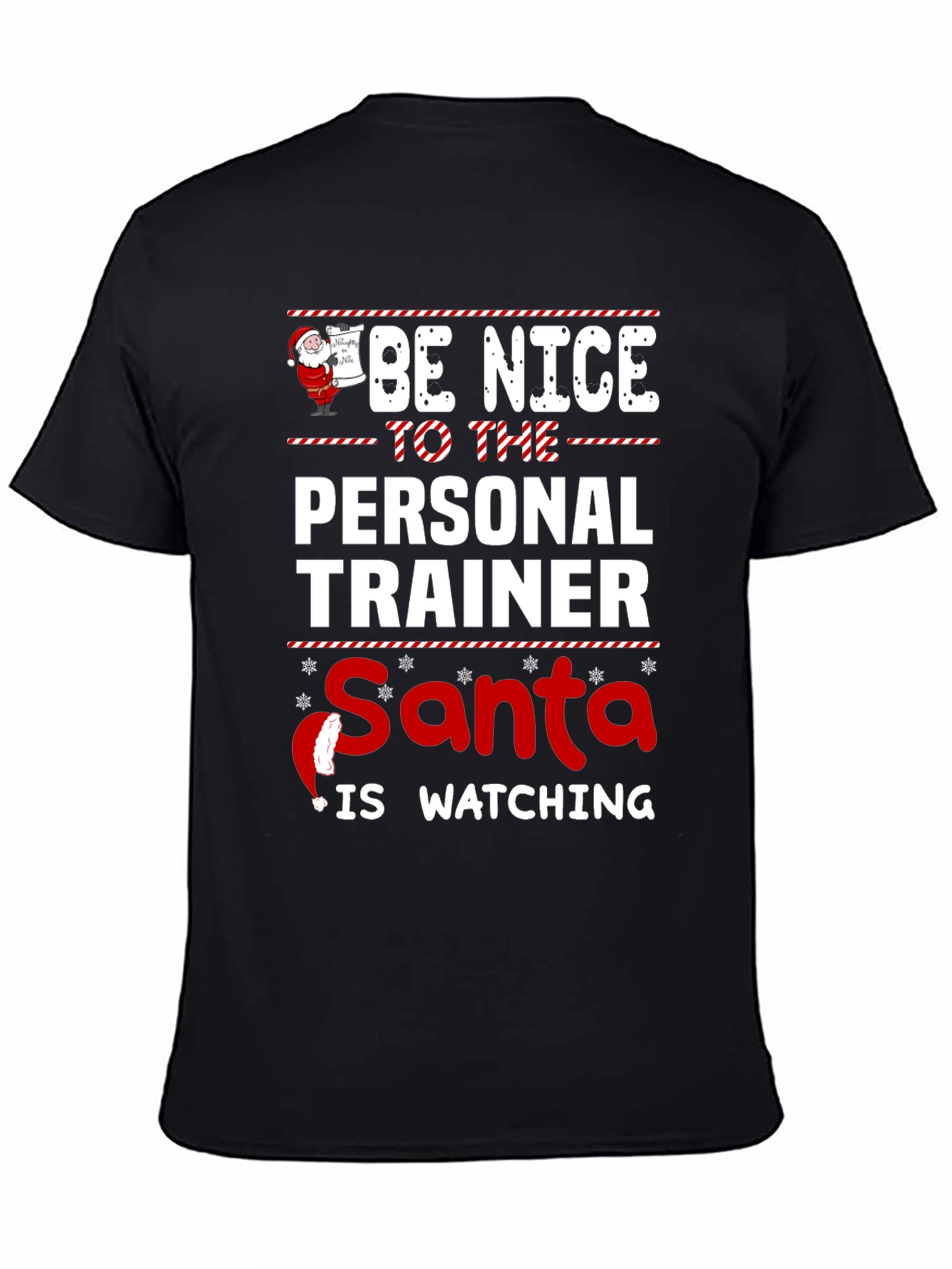 Funny Personal Trainer Santa Watching Christmas T-Shirt