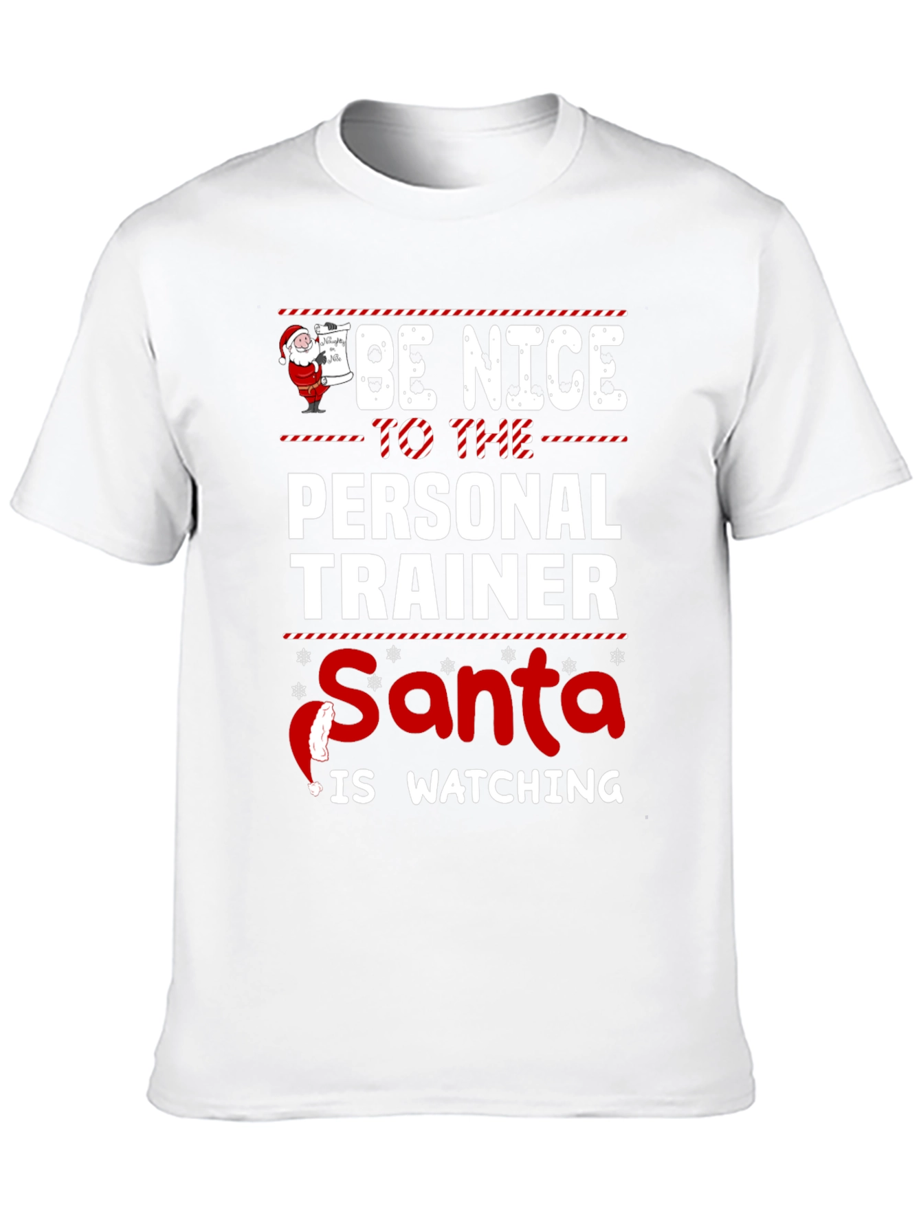 Funny Personal Trainer Santa Watching Christmas T-Shirt