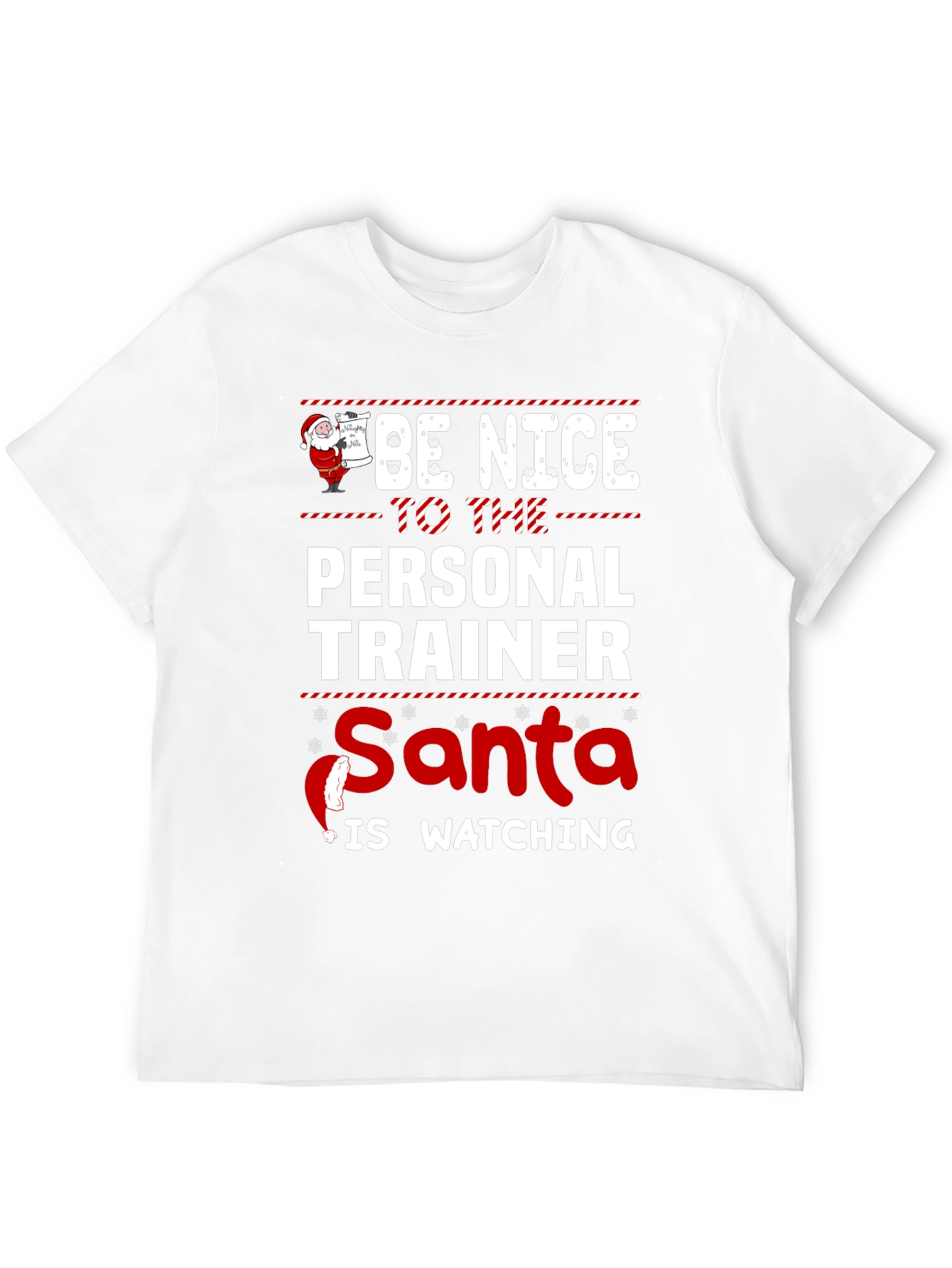 Funny Personal Trainer Santa Watching Christmas T-Shirt