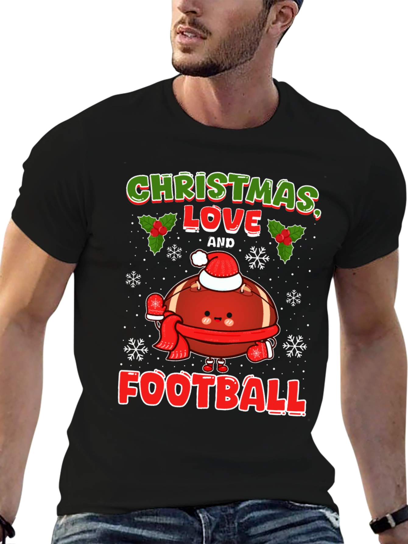 Christmas Love and Football T-Shirt