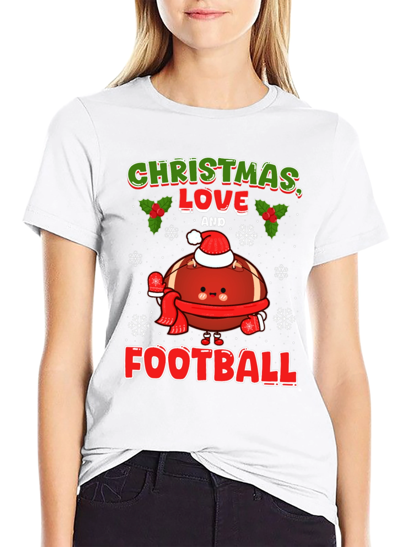 Christmas Love and Football T-Shirt