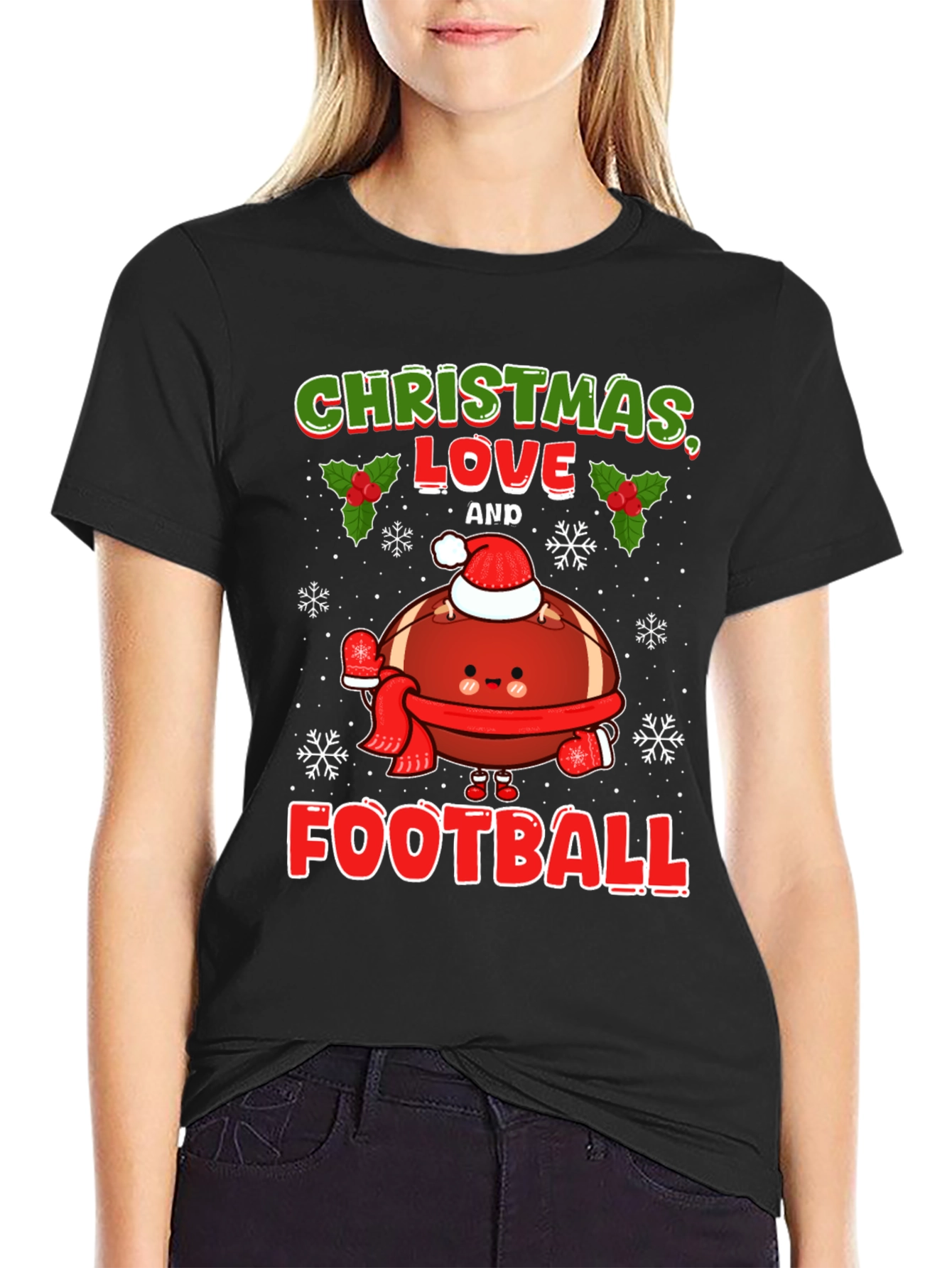 Christmas Love and Football T-Shirt