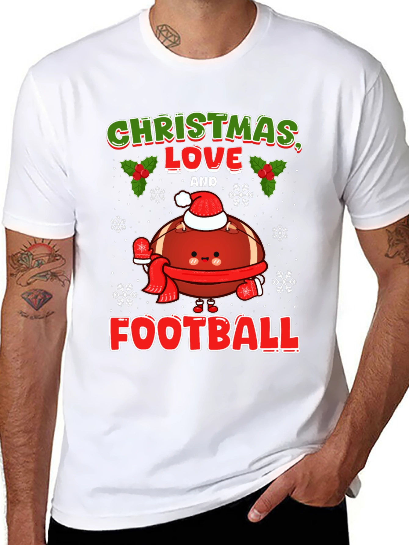 Christmas Love and Football T-Shirt