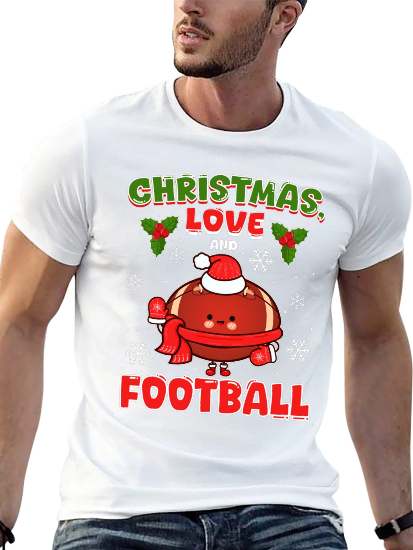 Christmas Love and Football T-Shirt