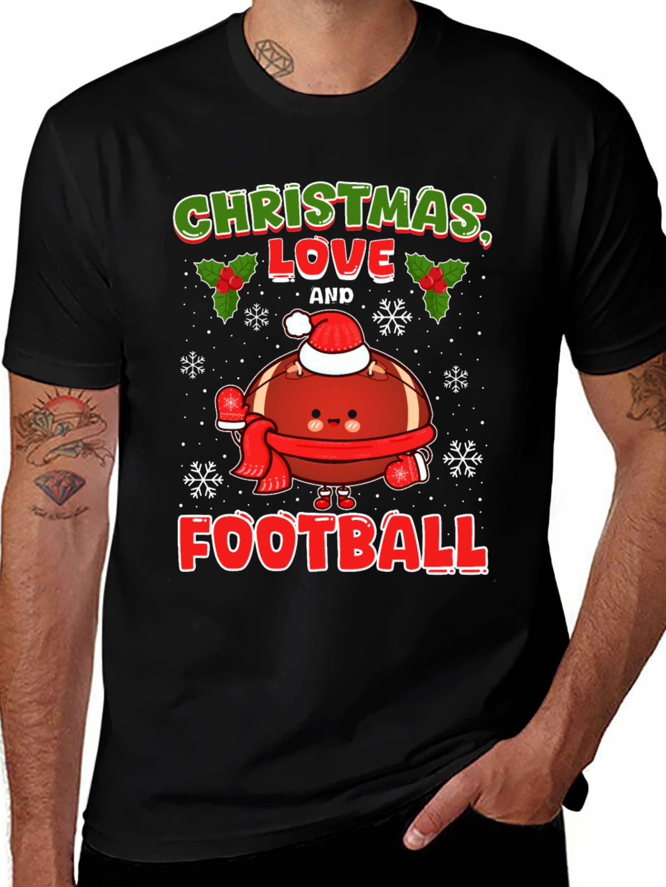 Christmas Love and Football T-Shirt