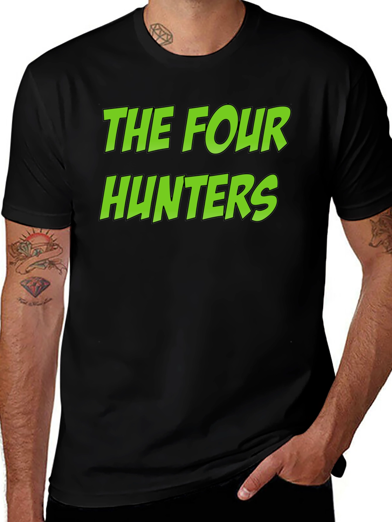The Four Hunters Graphic Tee - Black Cotton T-Shirt