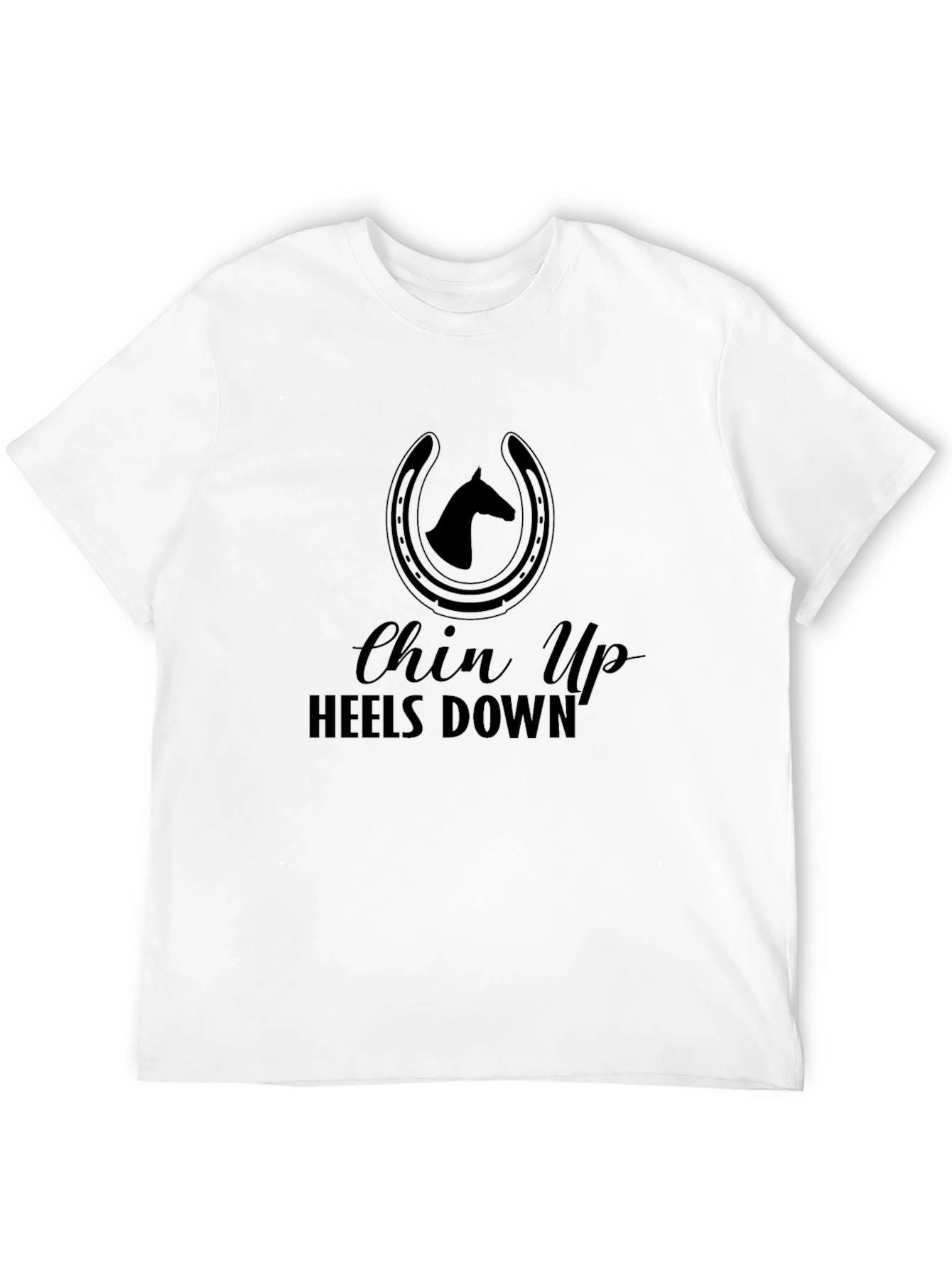 Chin Up Heels Down Black Graphic Tee