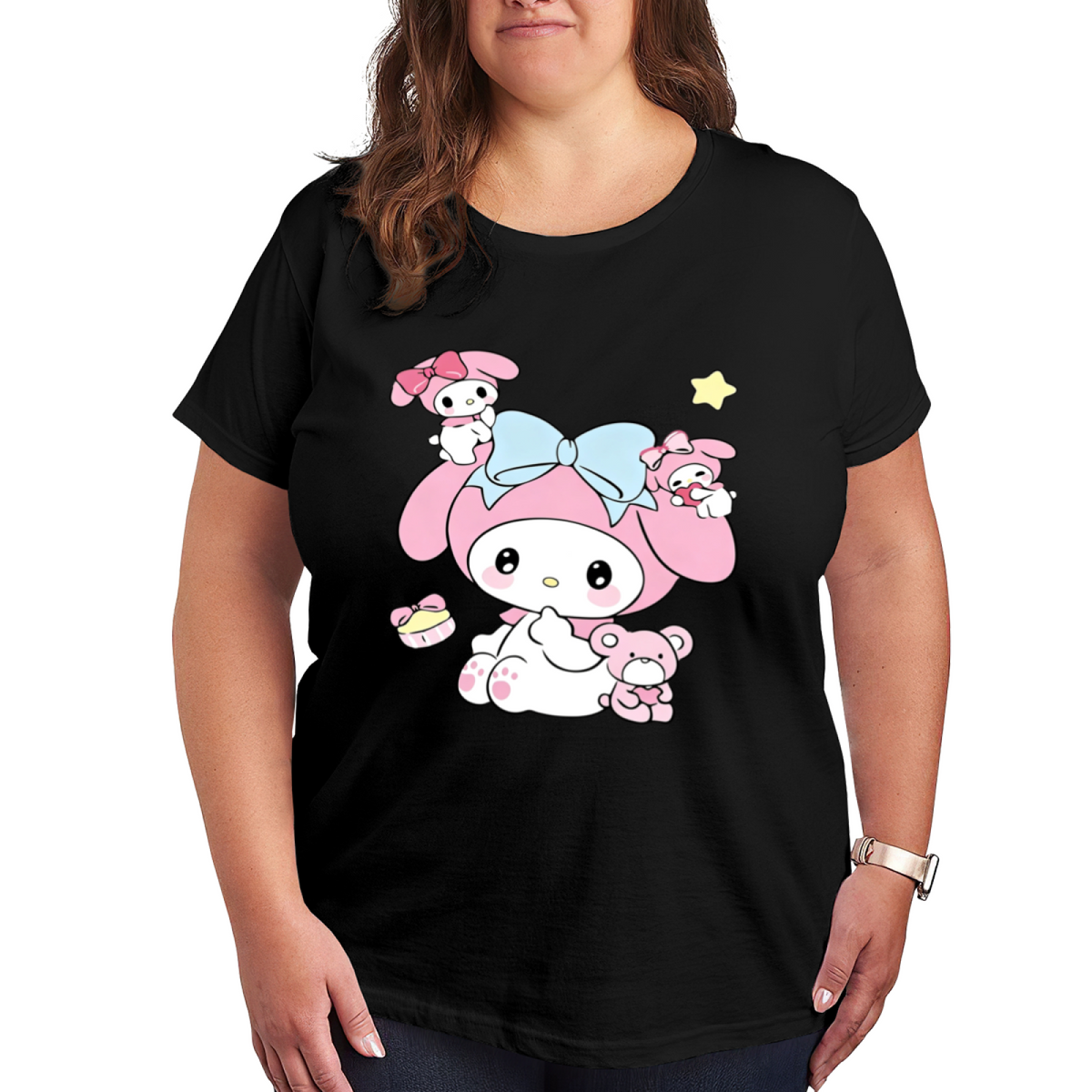 Dreamy My Melody With Little Friends Plus?Size Women White Tee