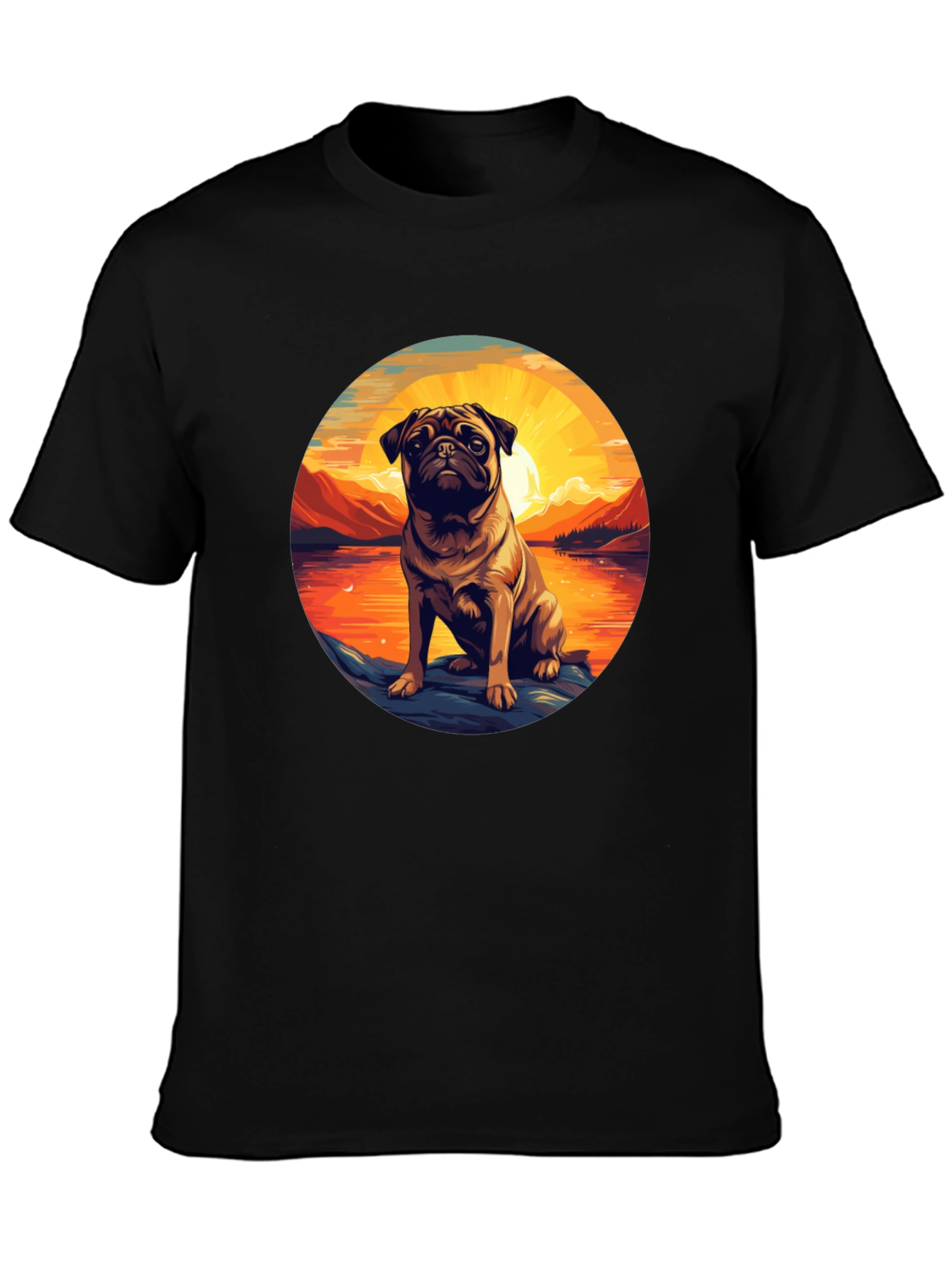 Pug Sunset Graphic T-Shirt