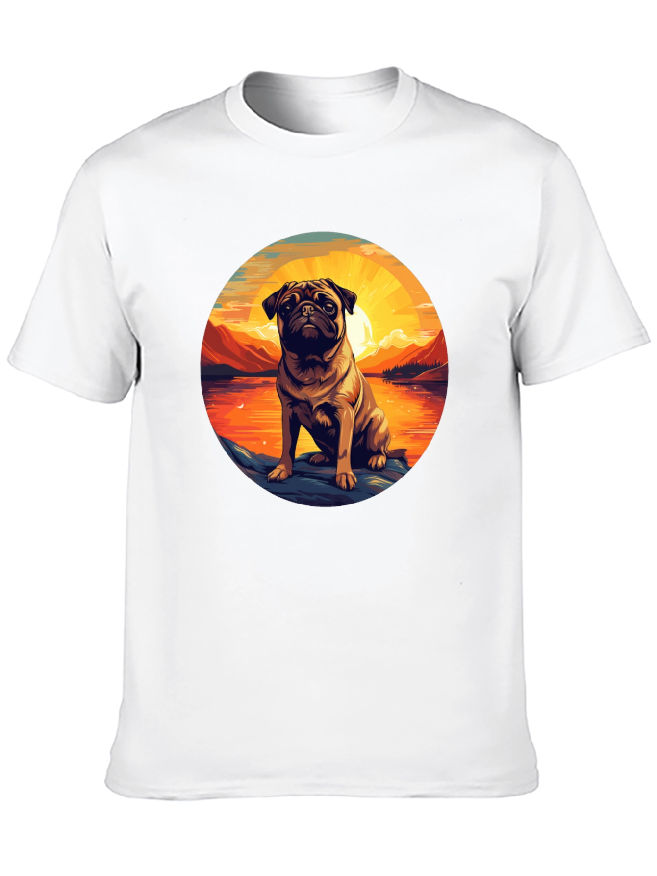 Pug Sunset Graphic T-Shirt