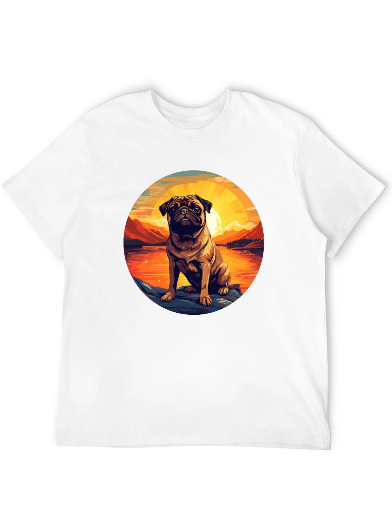 Pug Sunset Graphic T-Shirt