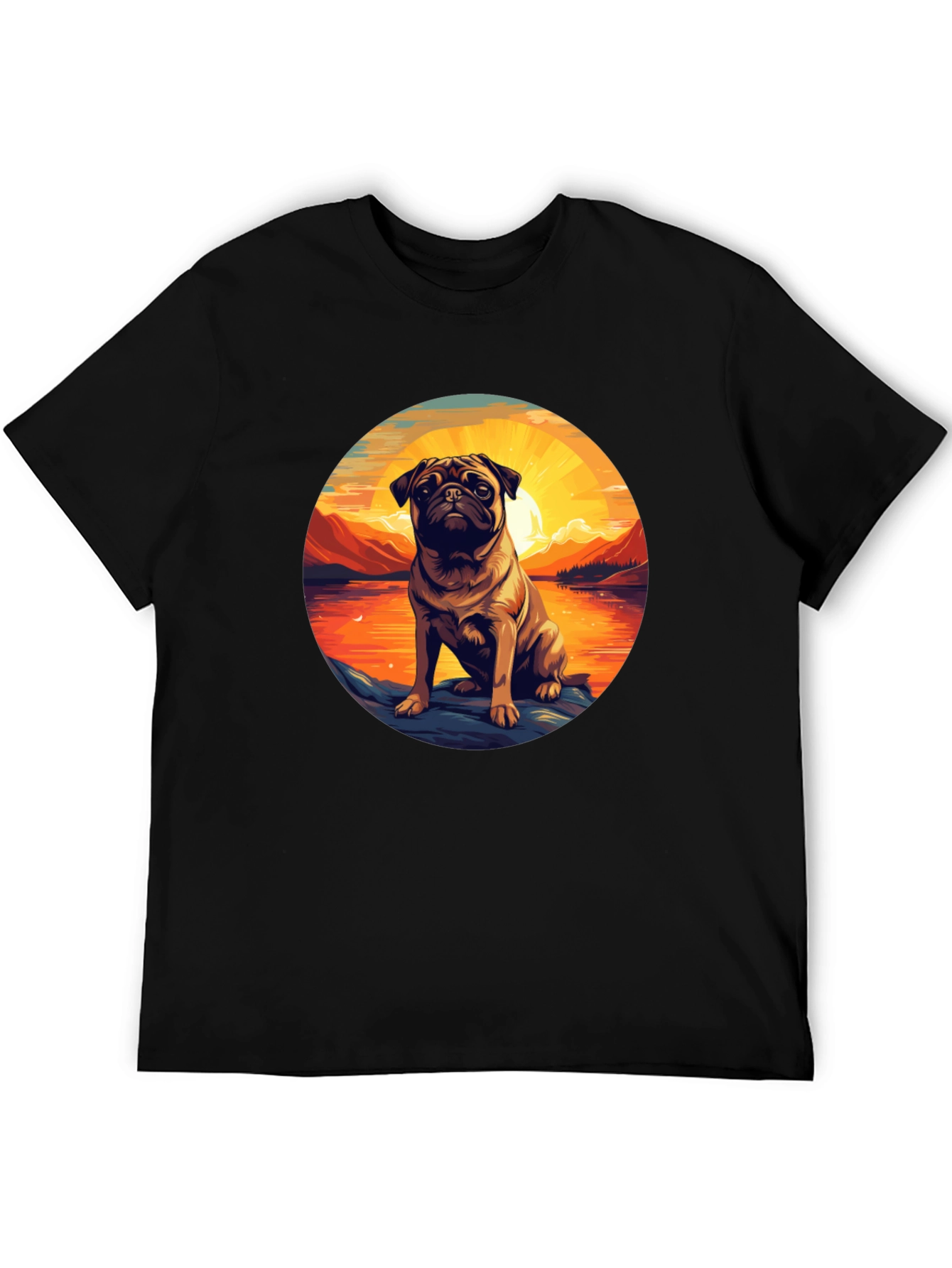 Pug Sunset Graphic T-Shirt