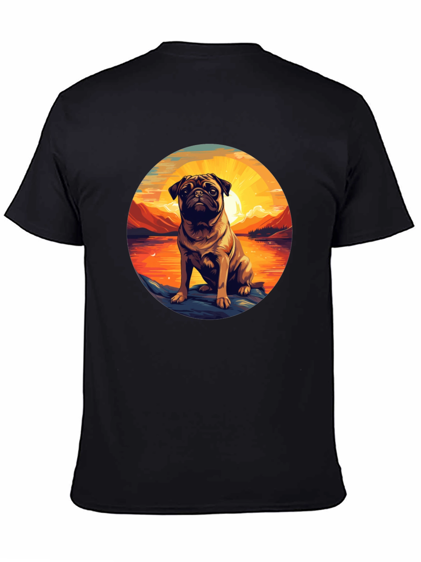 Pug Sunset Graphic T-Shirt
