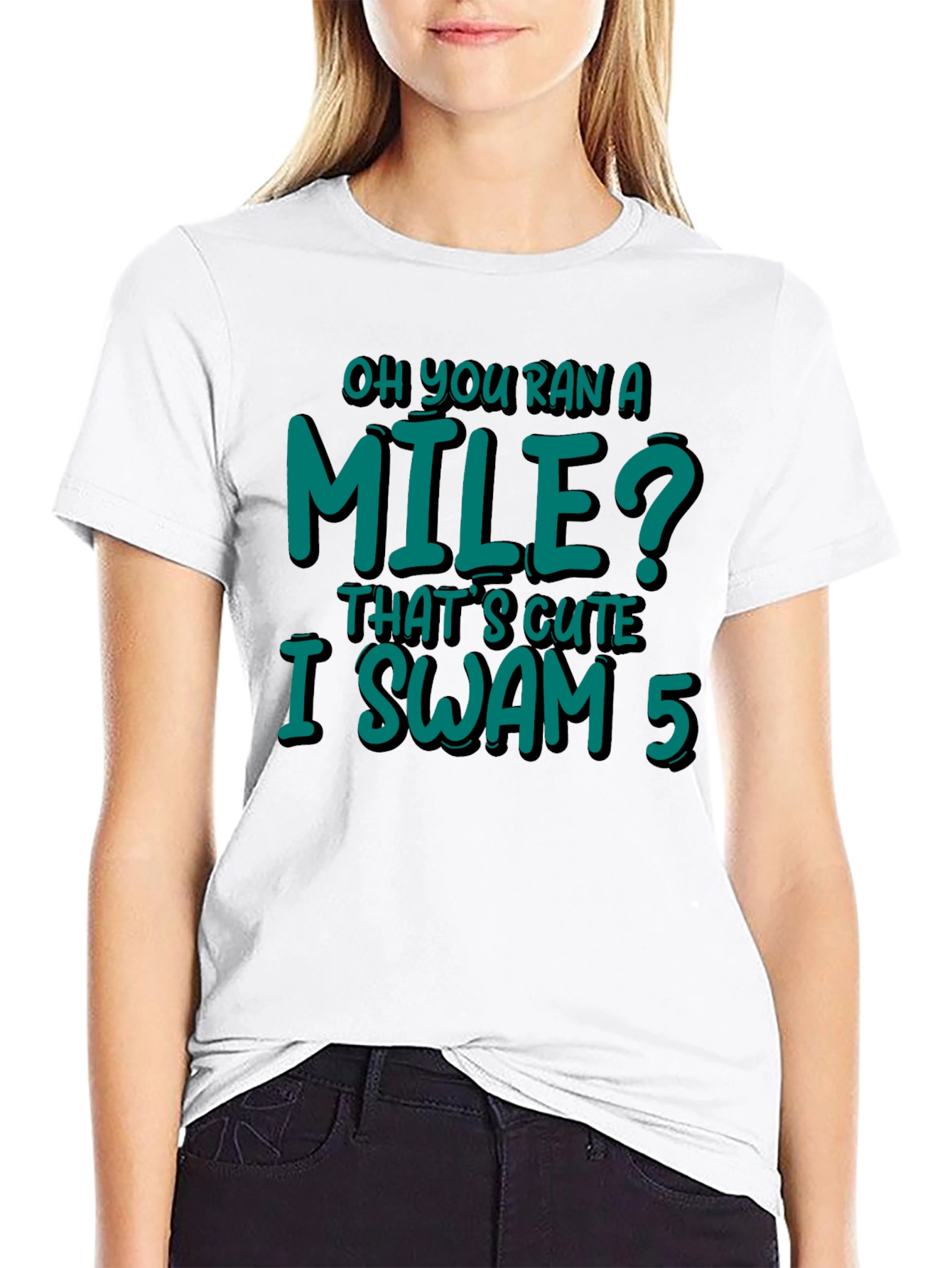 Funny Swimmer T-Shirt - I Swam 5 Miles