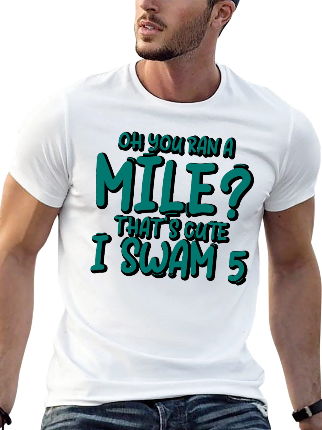 Funny Swimmer T-Shirt - I Swam 5 Miles