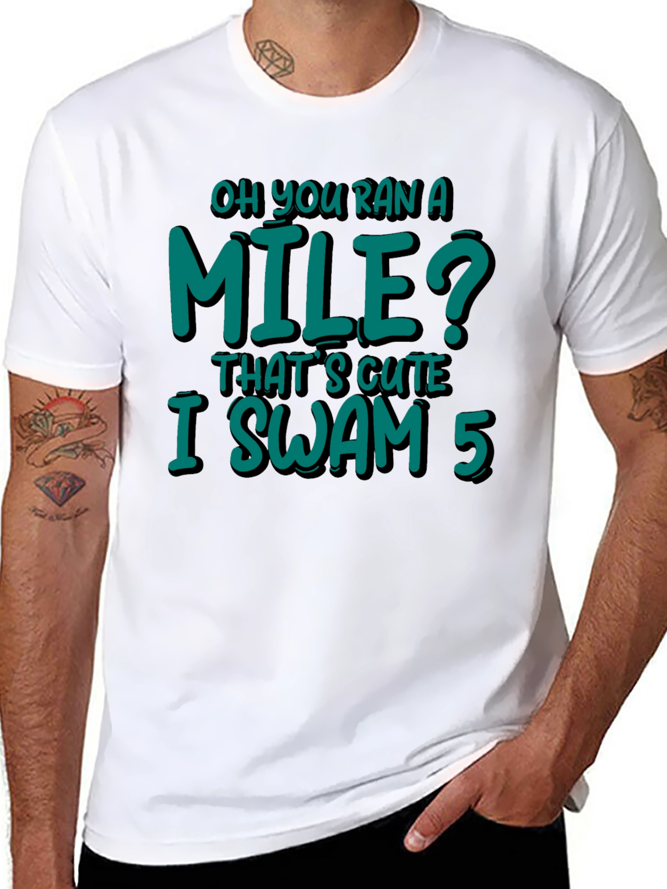 Funny Swimmer T-Shirt - I Swam 5 Miles