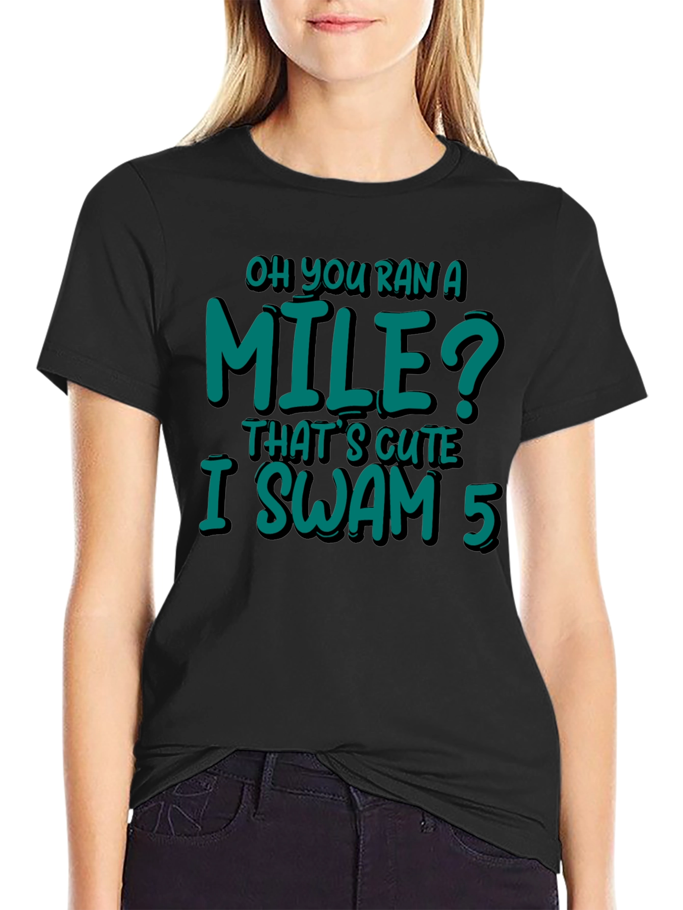 Funny Swimmer T-Shirt - I Swam 5 Miles
