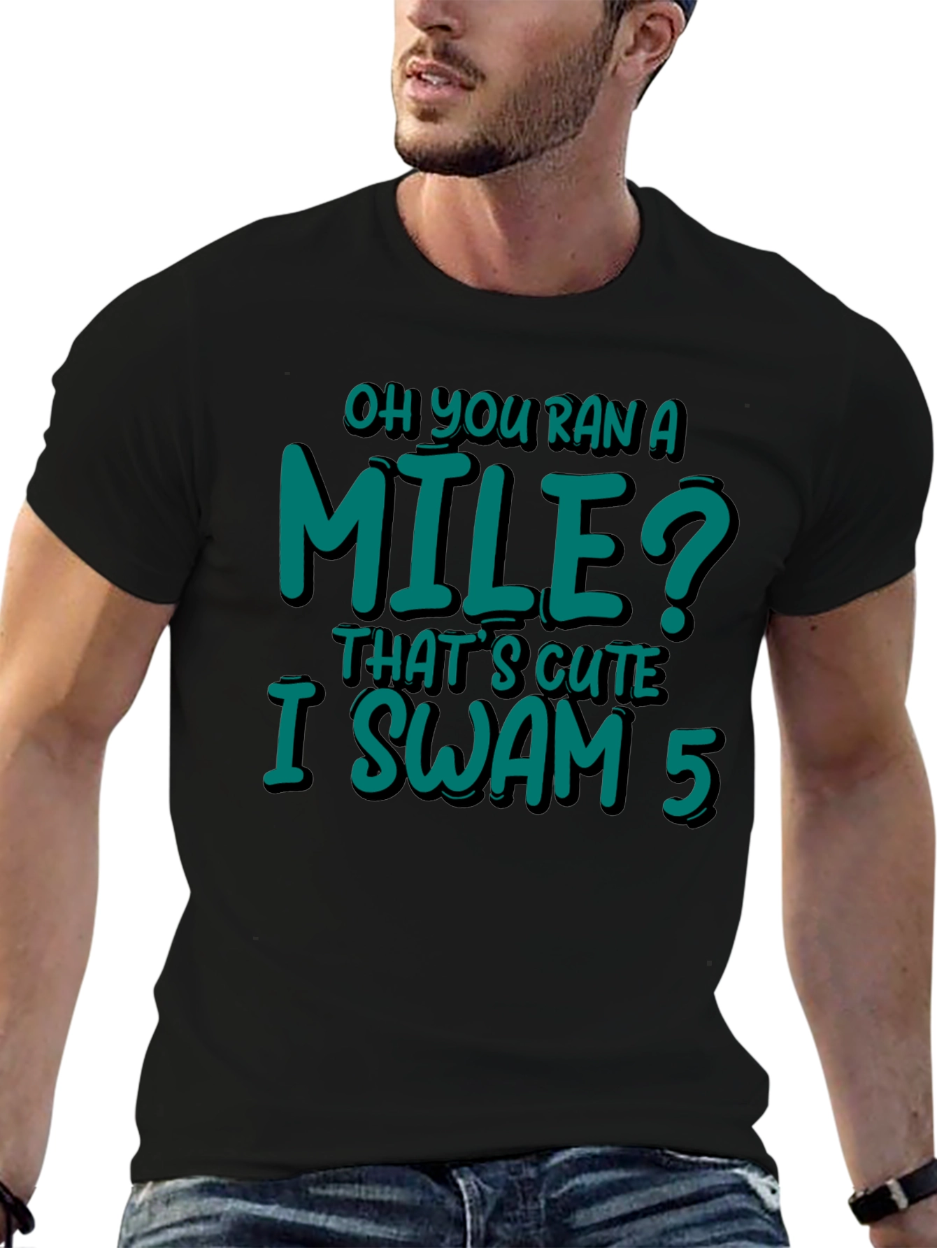Funny Swimmer T-Shirt - I Swam 5 Miles