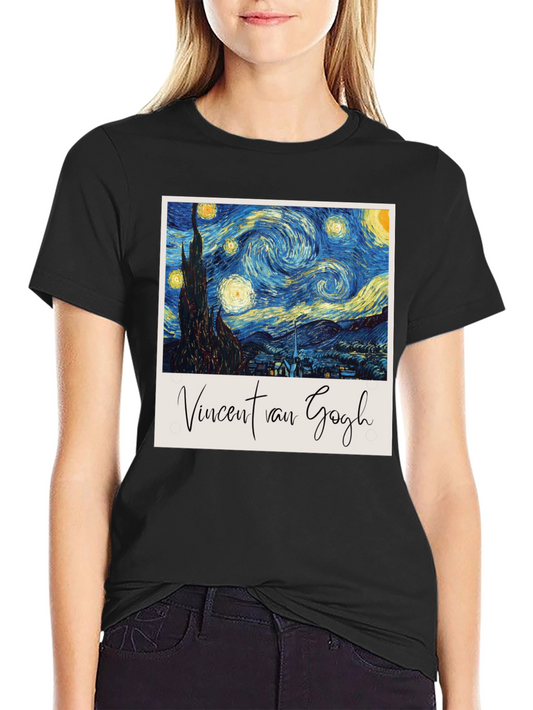 Starry Night Van Gogh Graphic Tee - Unisex Black T-Shirt