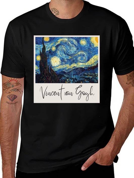 Starry Night Van Gogh Graphic Tee - Unisex Black T-Shirt