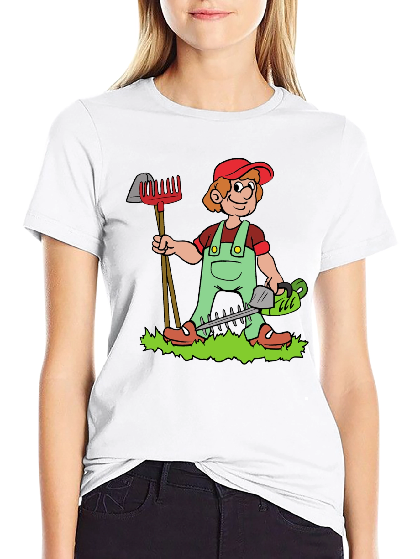 Gardener Cartoon Black T-Shirt