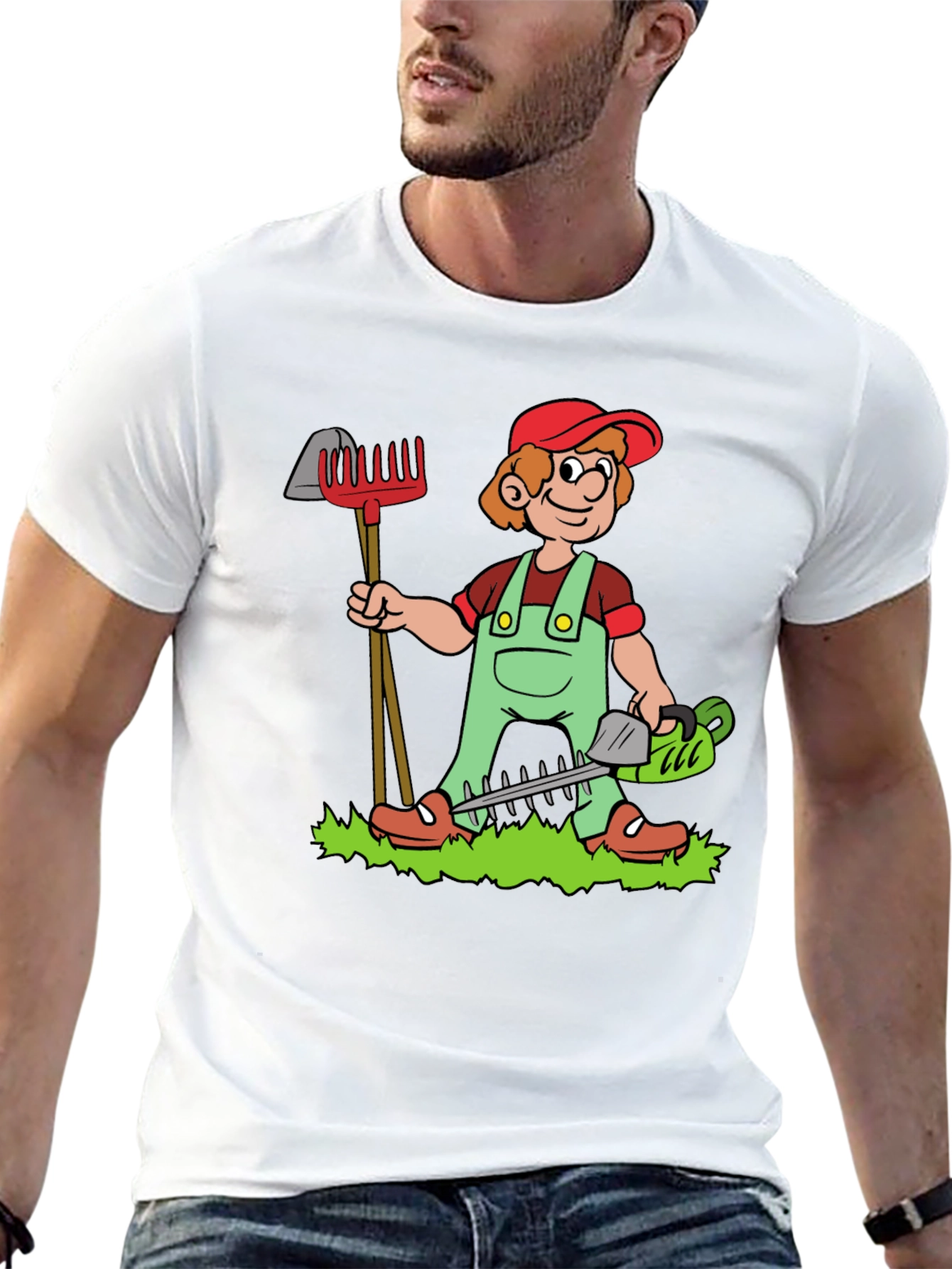 Gardener Cartoon Black T-Shirt