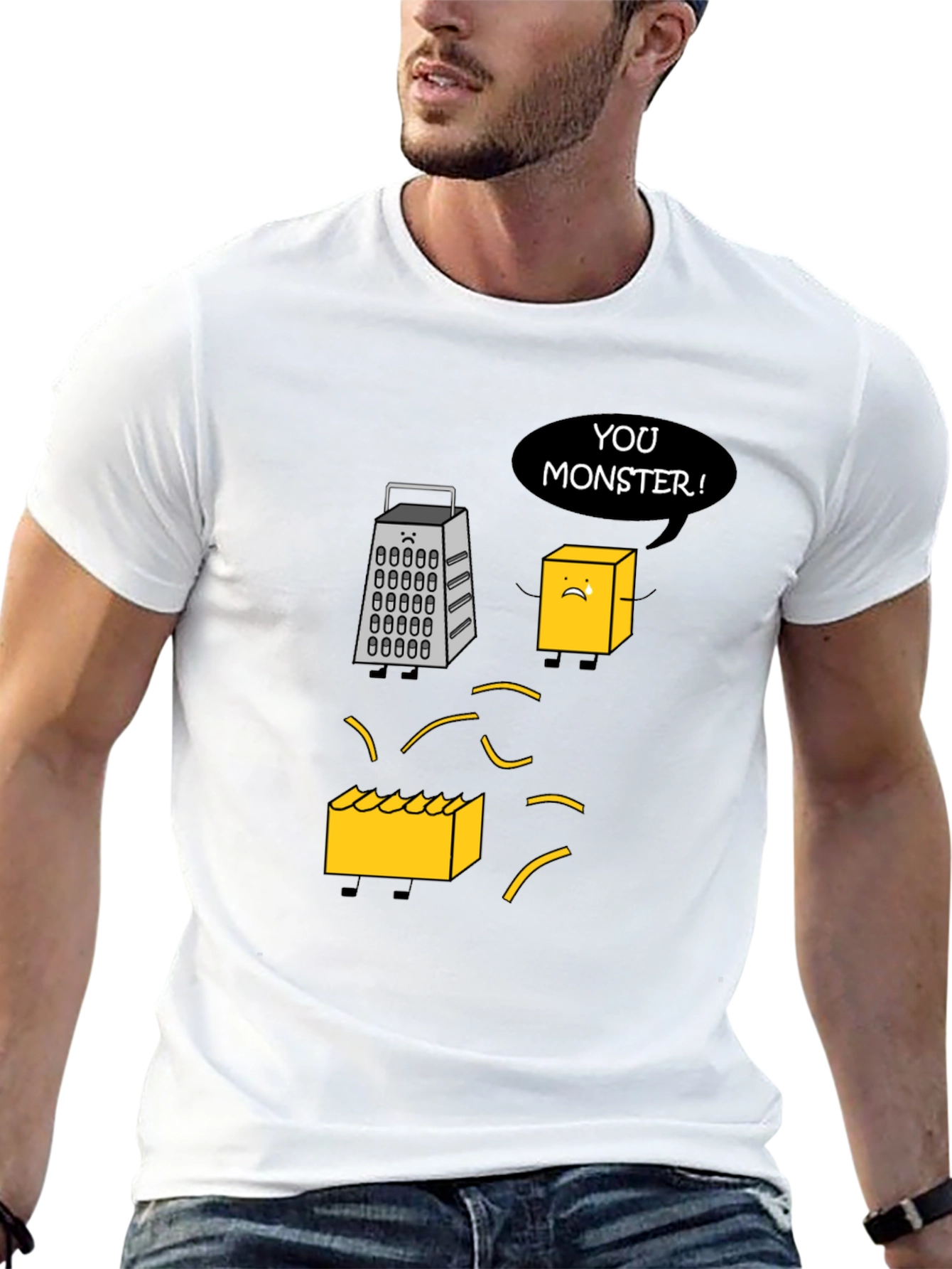 Funny Cheese Grater T-Shirt: You Monster! Novelty Tee
