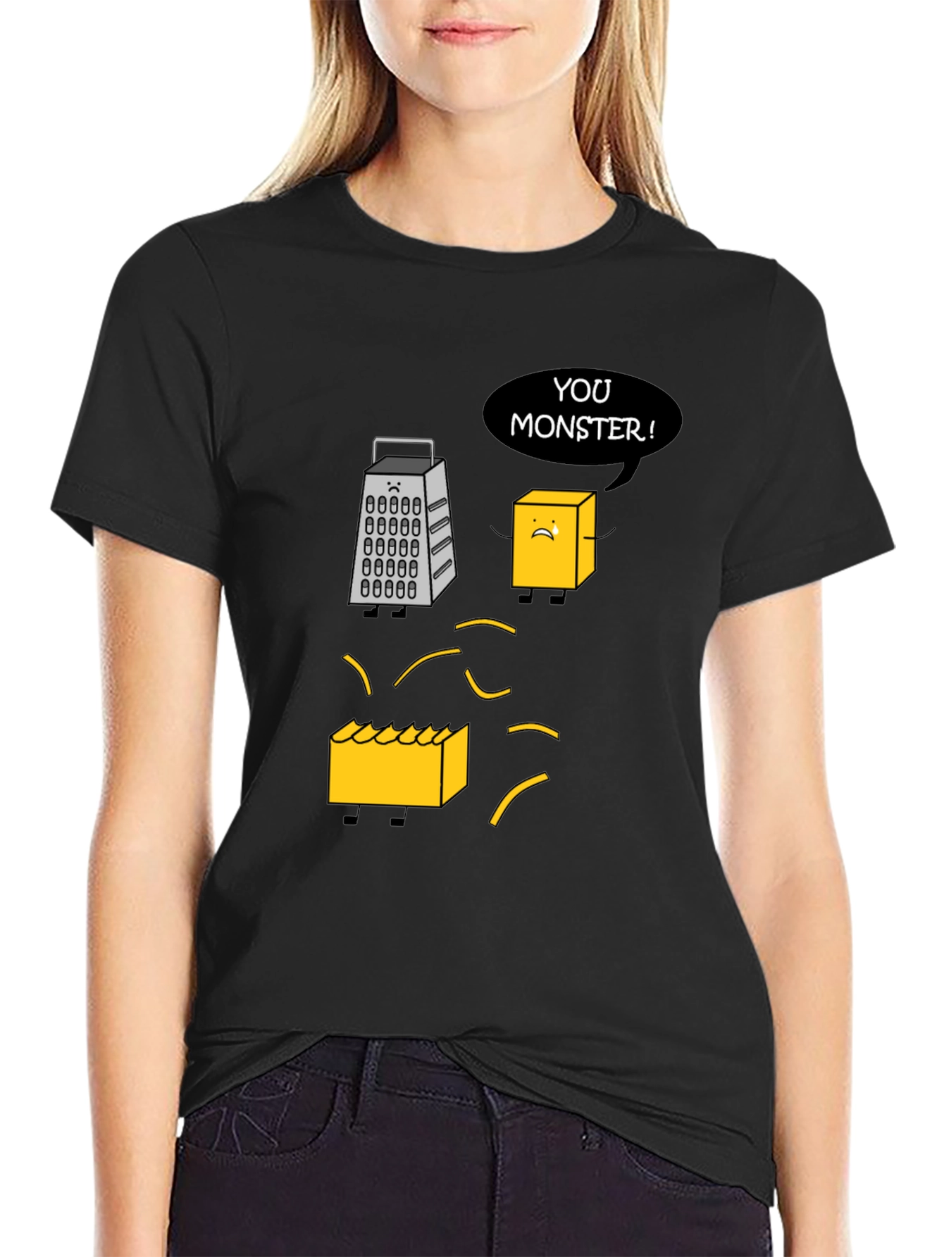 Funny Cheese Grater T-Shirt: You Monster! Novelty Tee