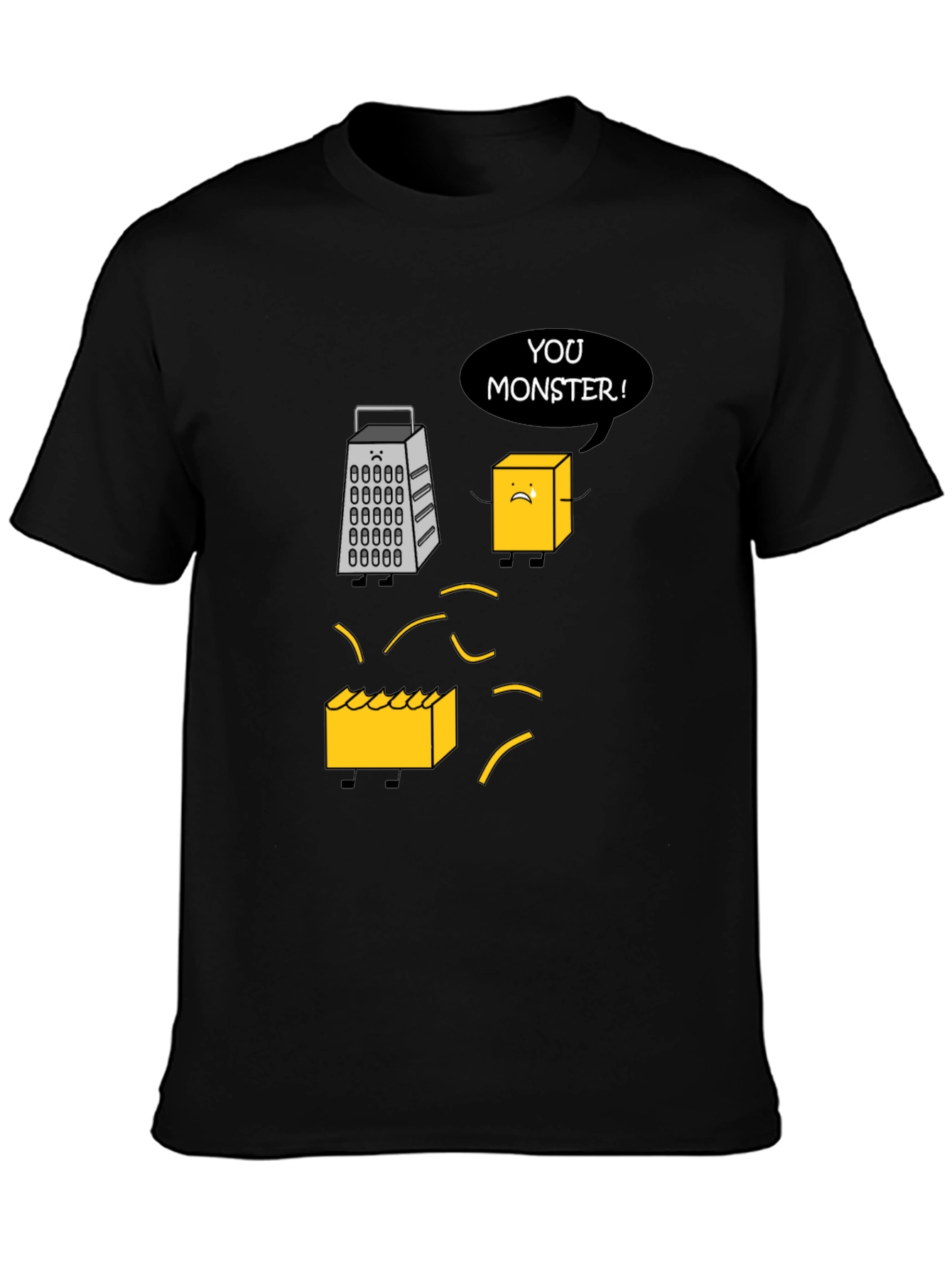 Funny Cheese Grater T-Shirt: You Monster! Novelty Tee
