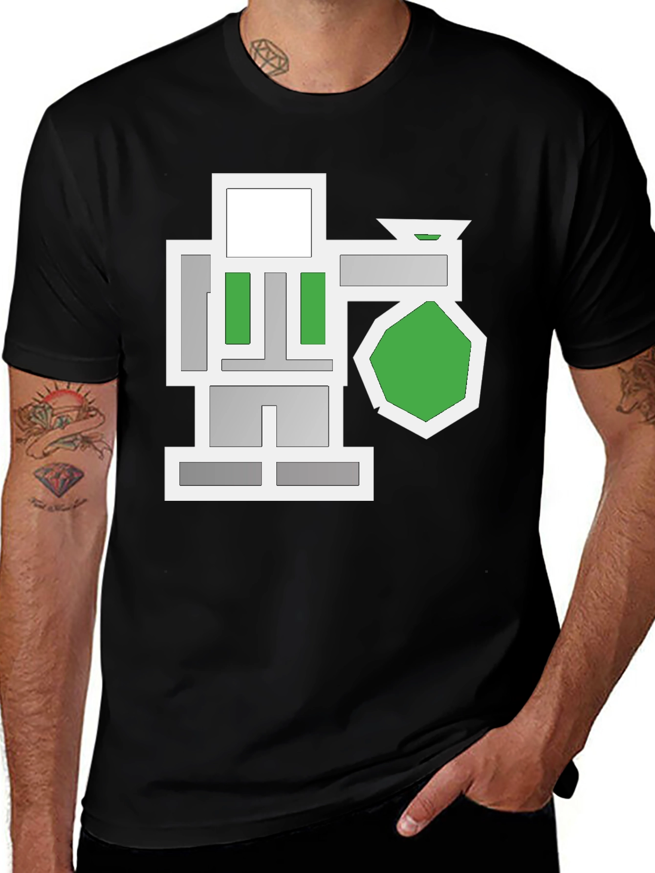 Abstract Geometric Graphic Black T-Shirt