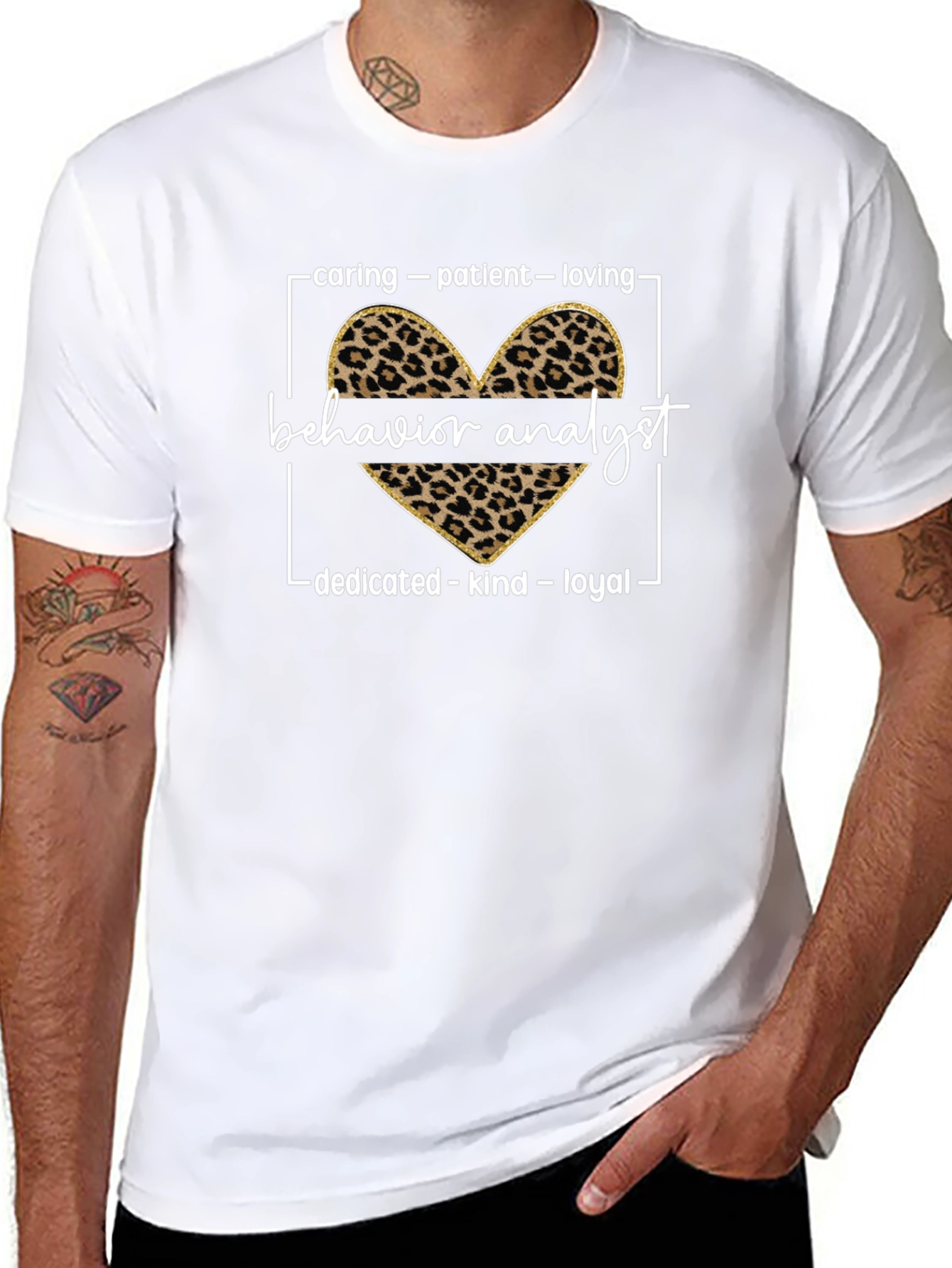 Behavior Analyst Leopard Heart Graphic Tee