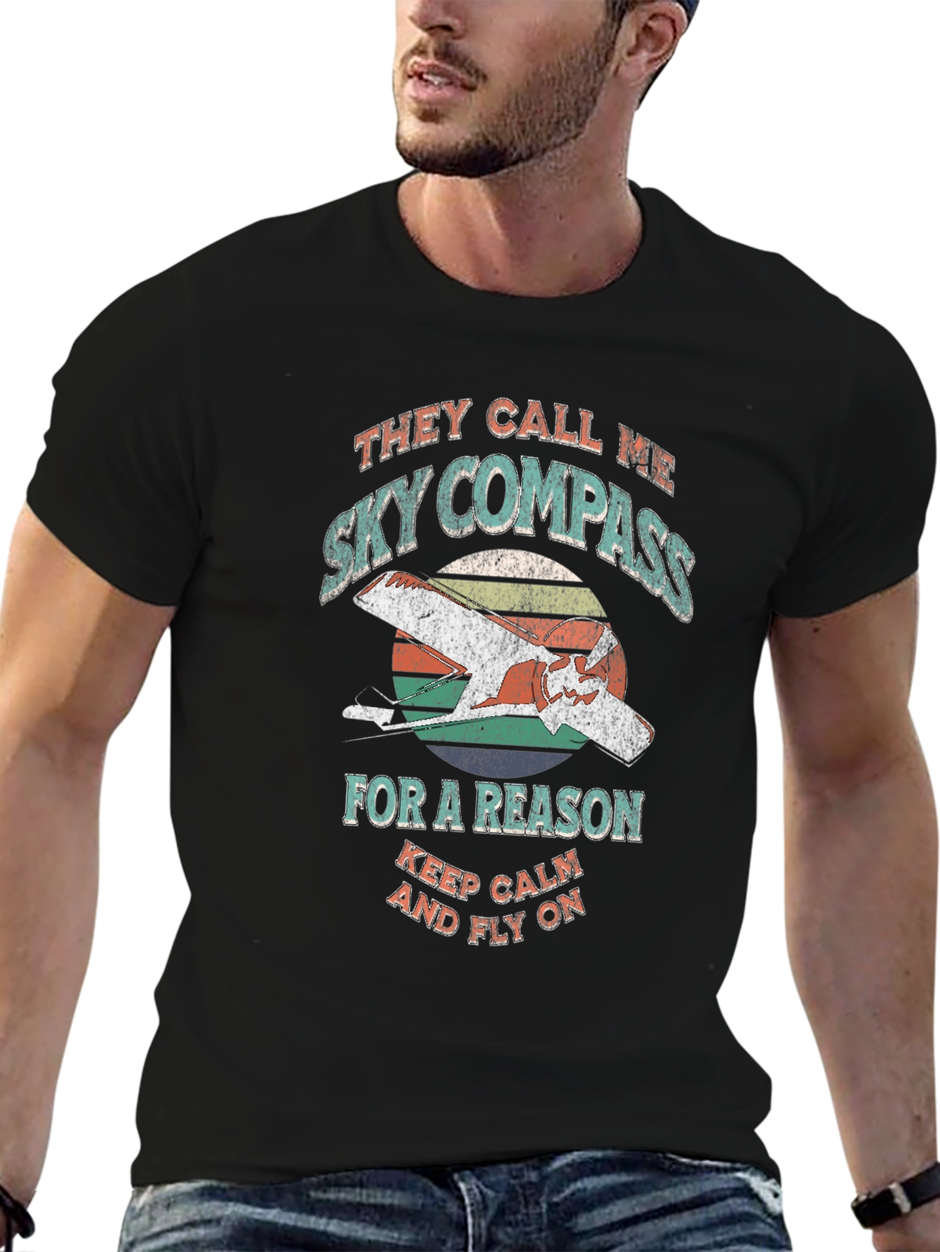 Sky Compass Retro Graphic T-Shirt