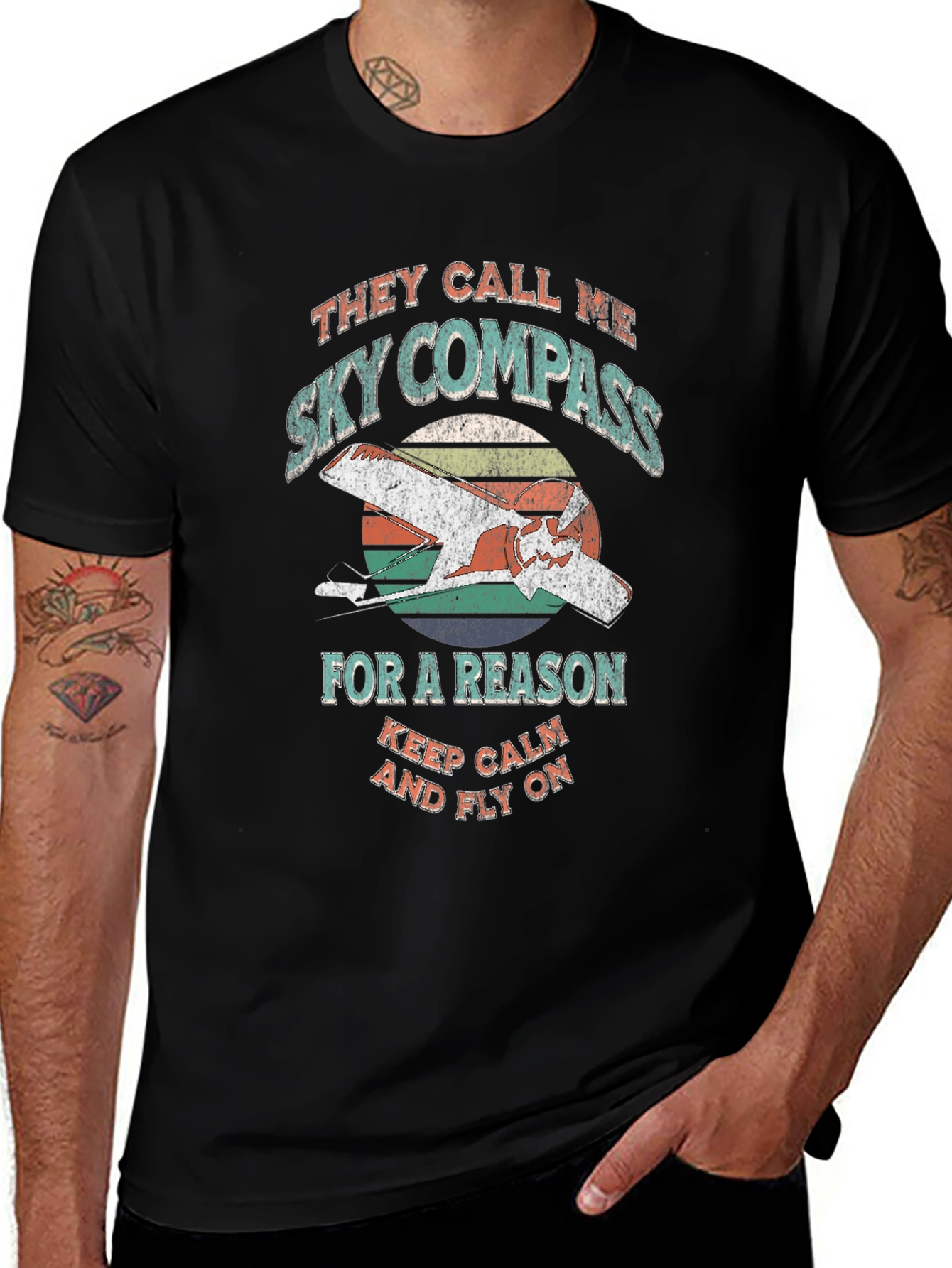 Sky Compass Retro Graphic T-Shirt