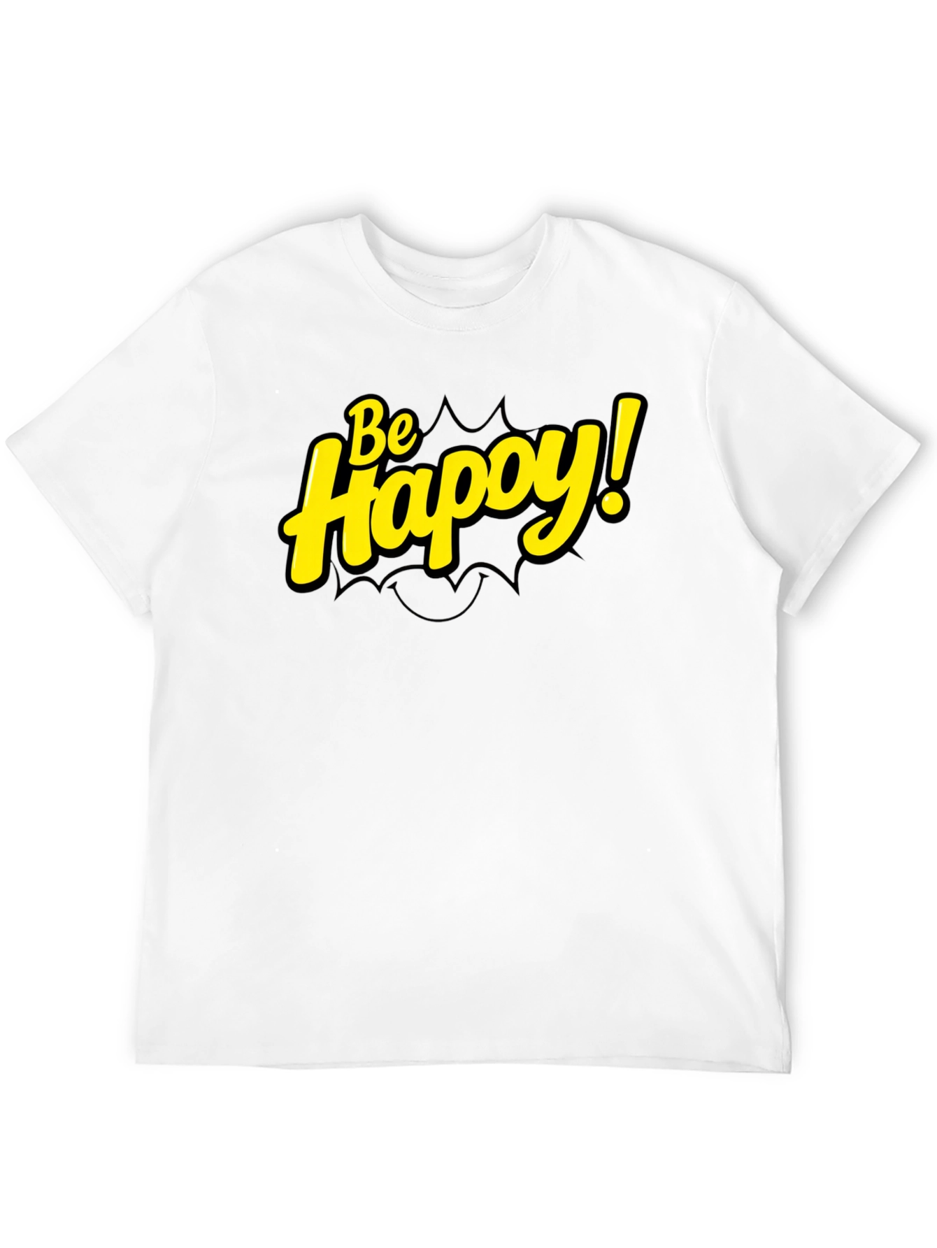 Be Happy! Black Graphic Tee