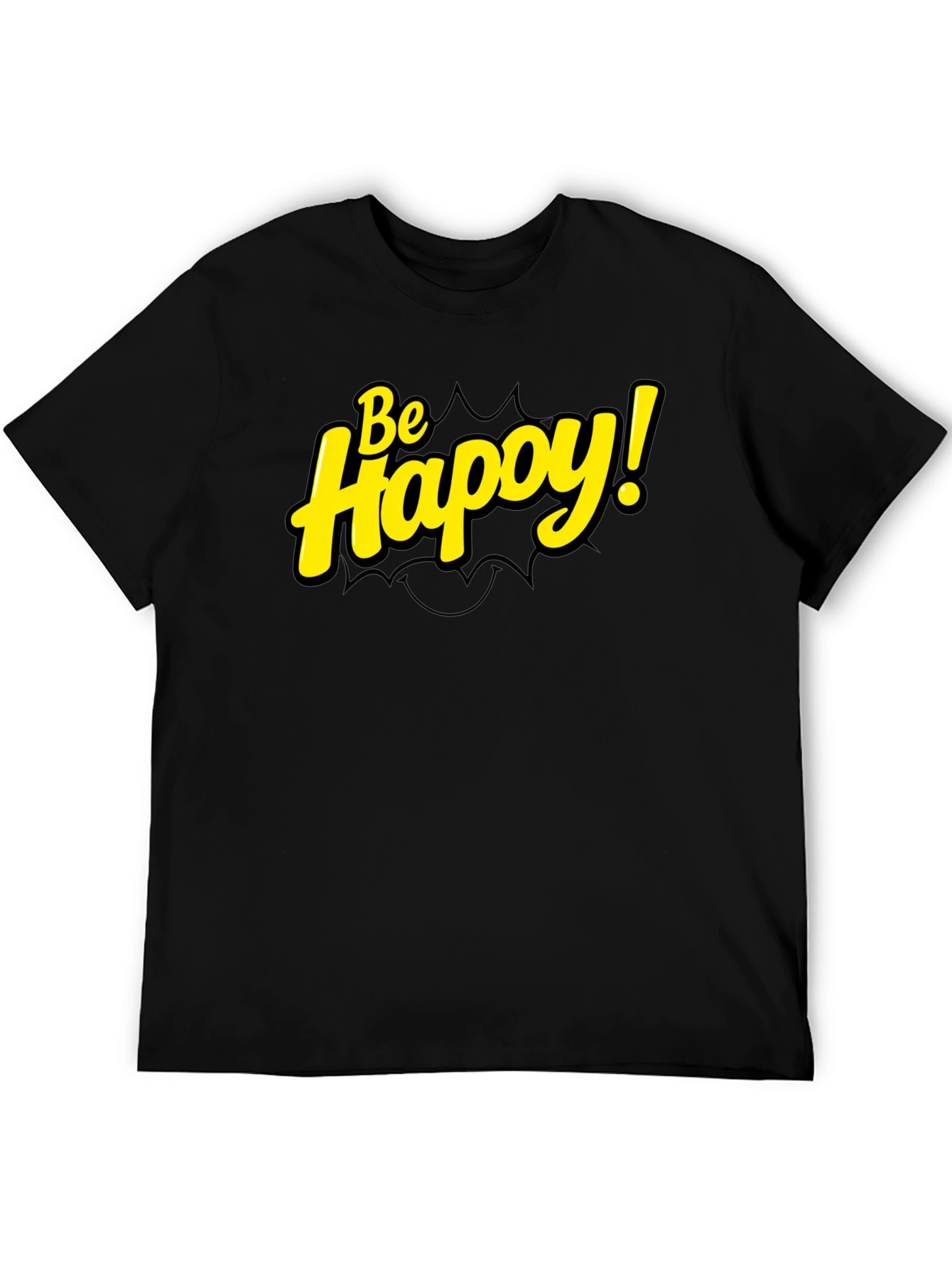 Be Happy! Black Graphic Tee
