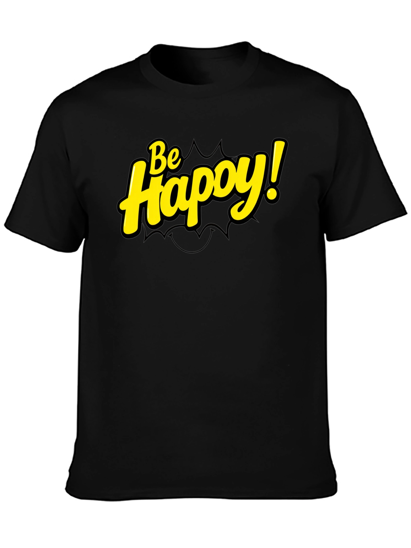 Be Happy! Black Graphic Tee
