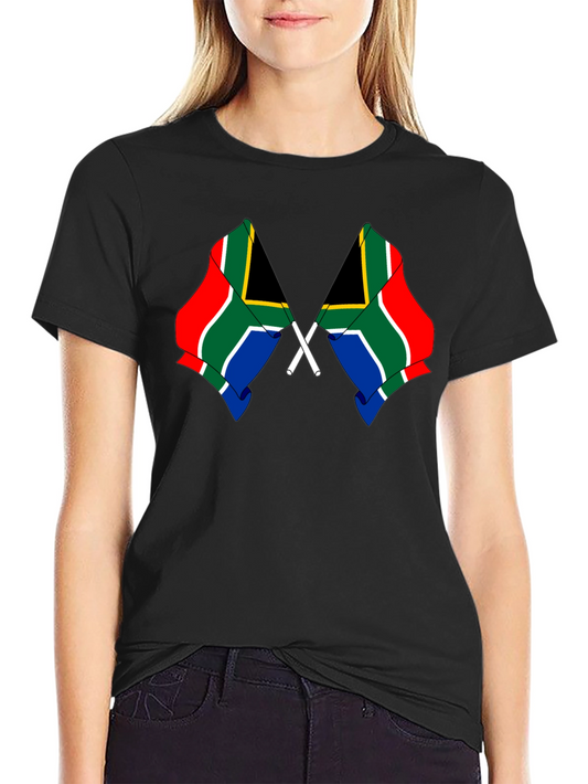 South Africa Flag Graphic Tee - Black Cotton Shirt