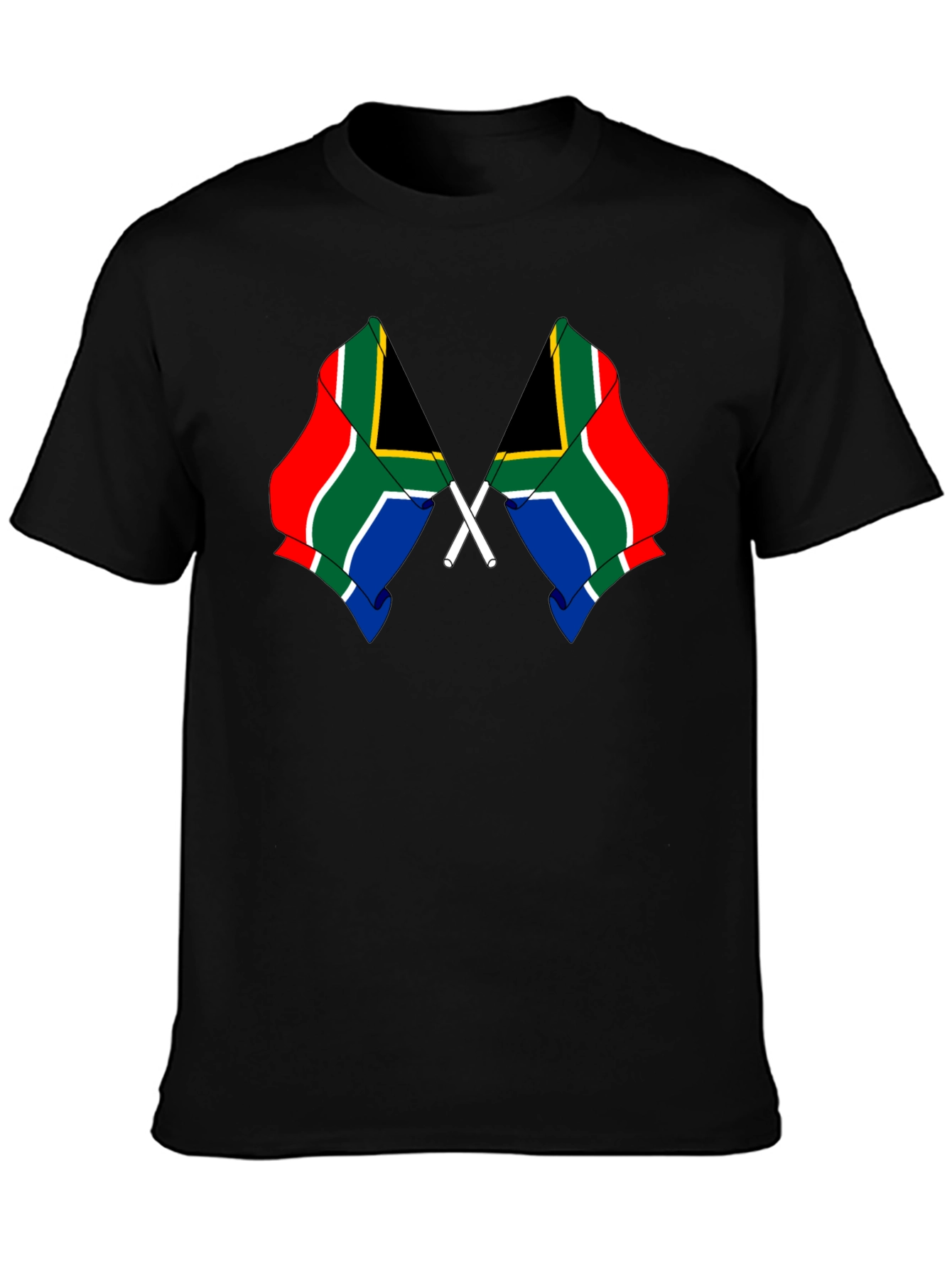South Africa Flag Graphic Tee - Black Cotton Shirt