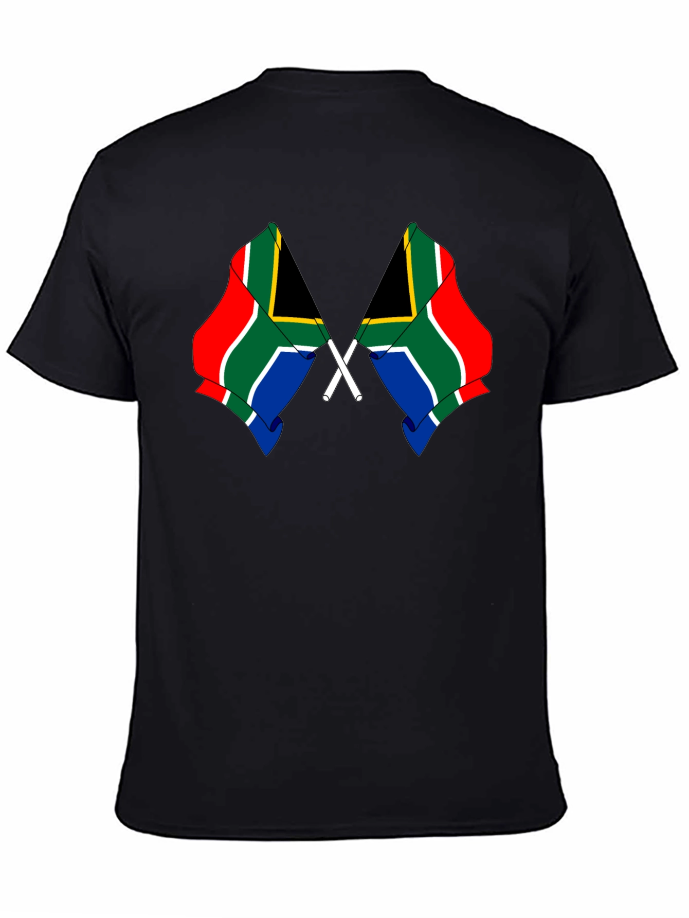 South Africa Flag Graphic Tee - Black Cotton Shirt