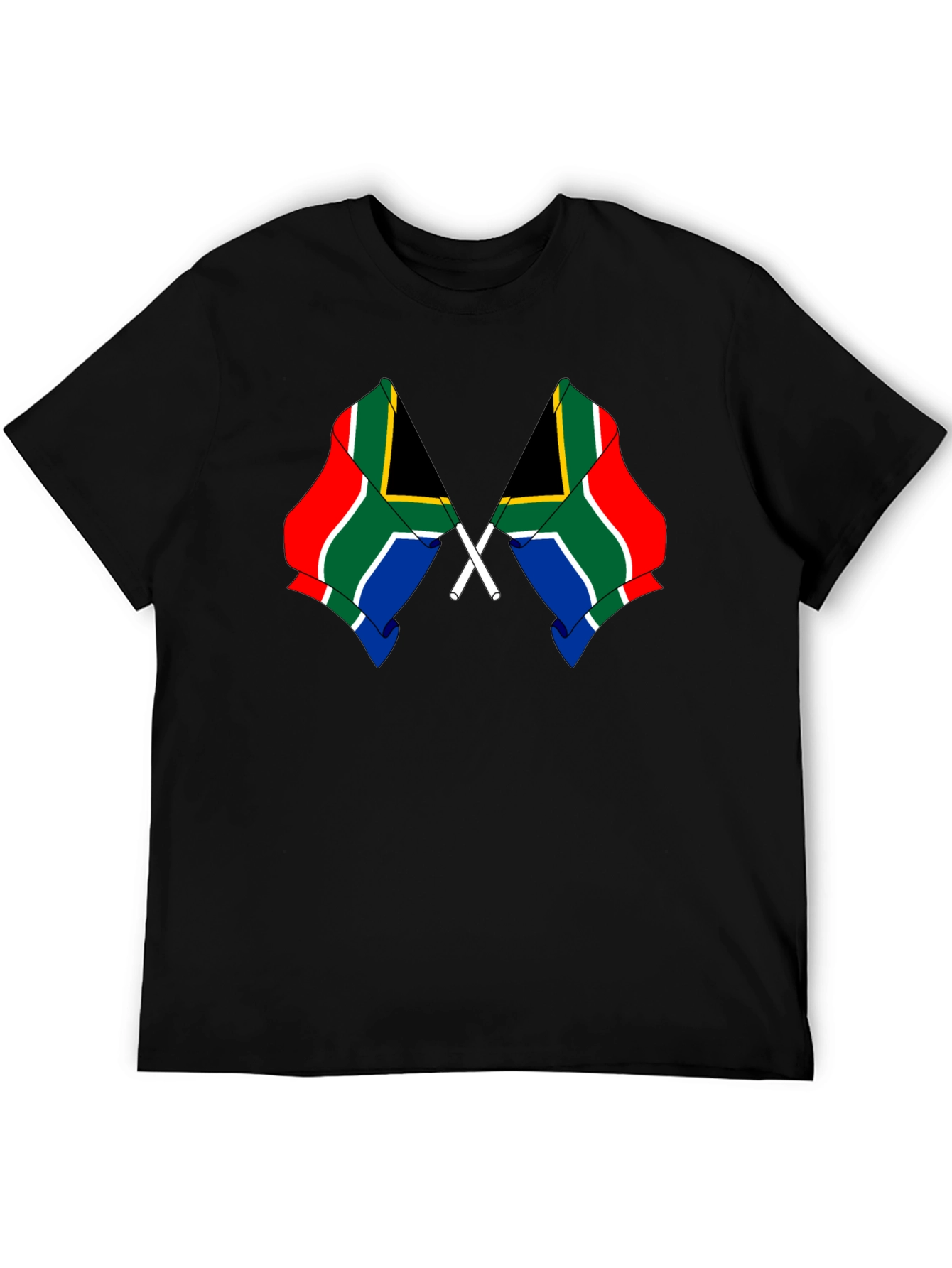 South Africa Flag Graphic Tee - Black Cotton Shirt