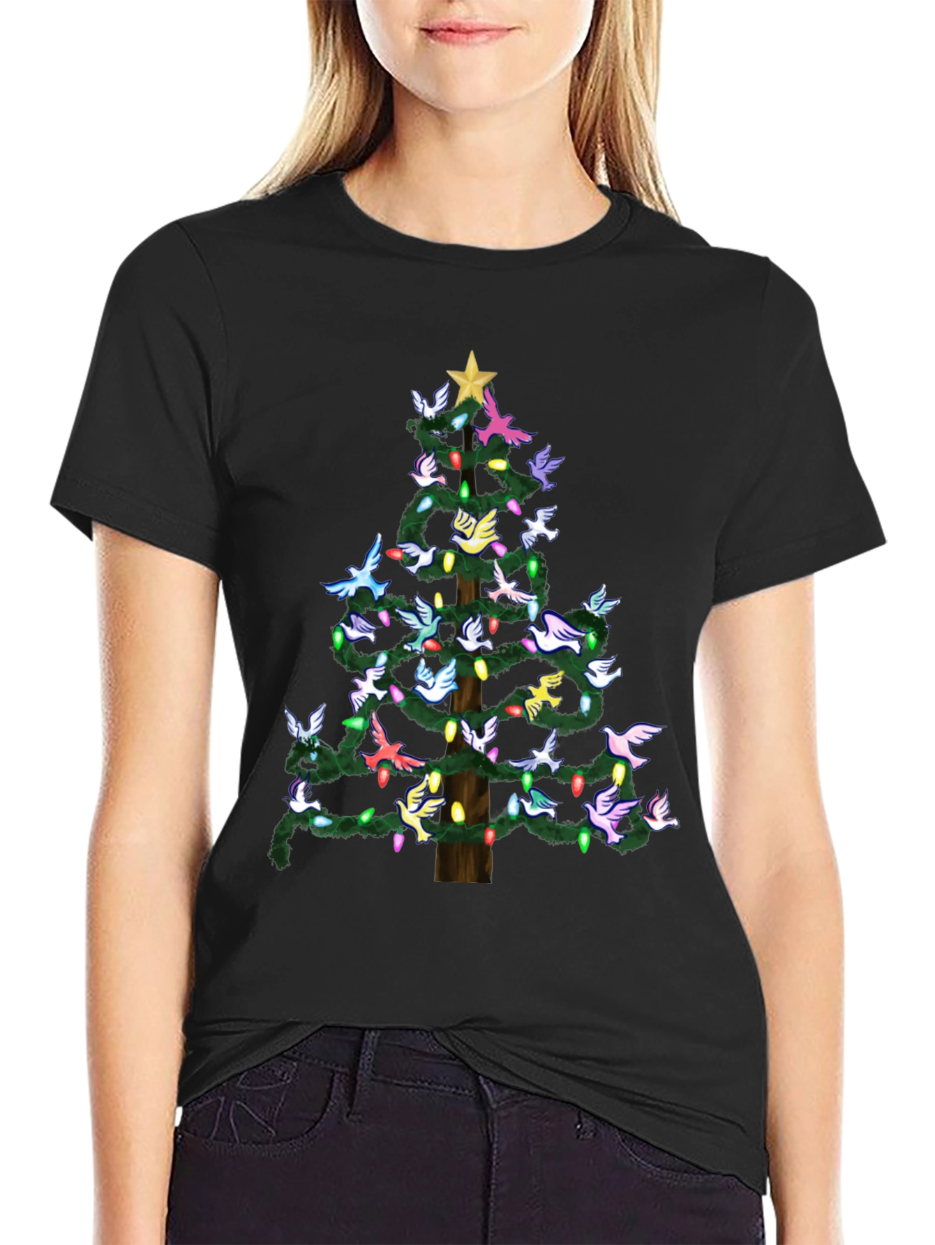 Dove Christmas Tree Graphic Tee