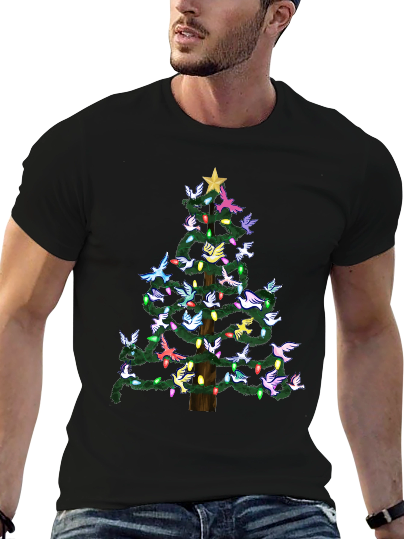 Dove Christmas Tree Graphic Tee