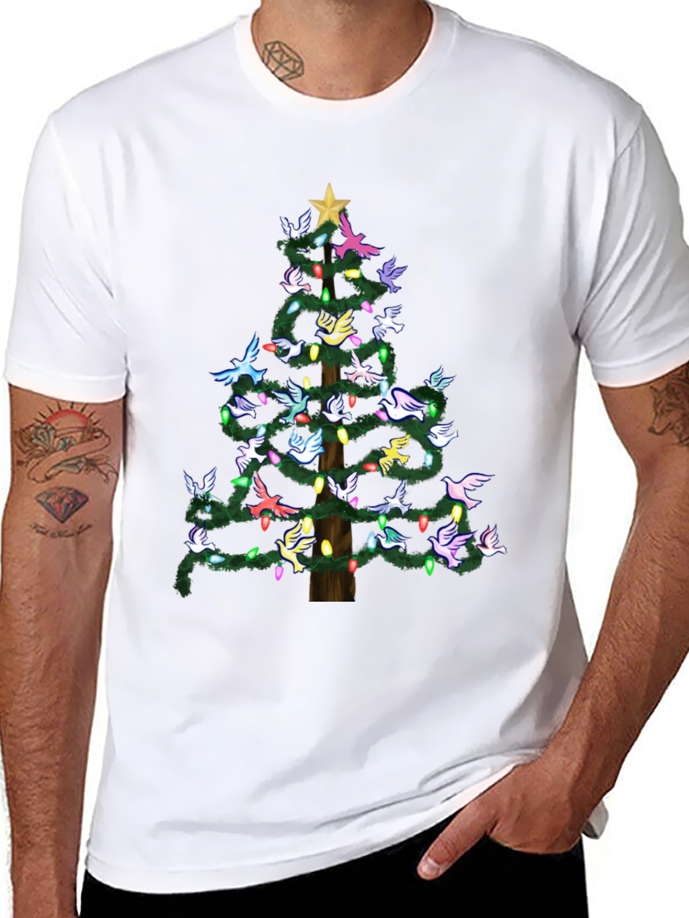 Dove Christmas Tree Graphic Tee