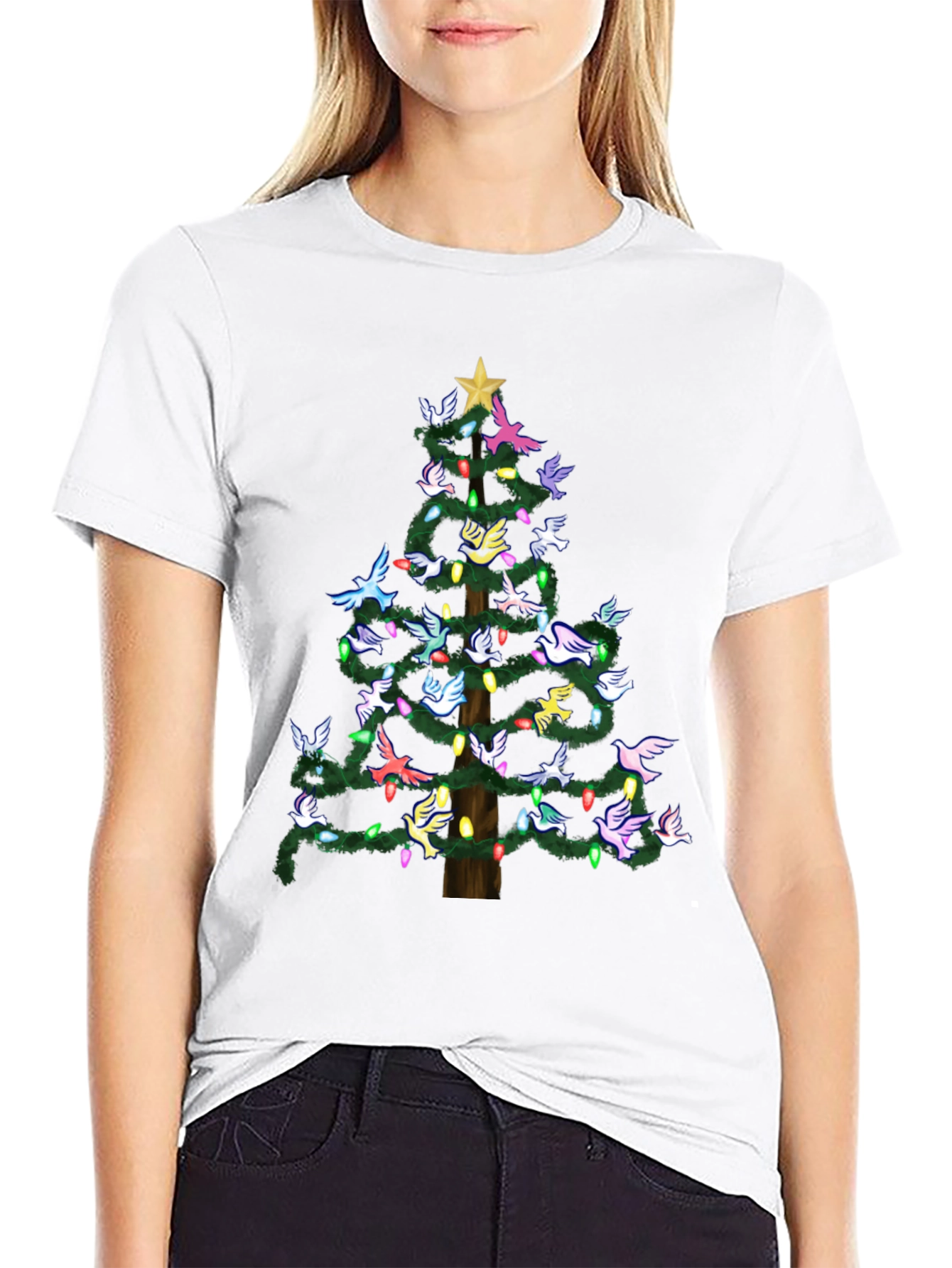 Dove Christmas Tree Graphic Tee