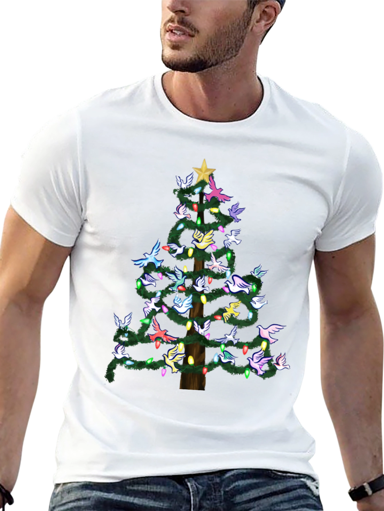 Dove Christmas Tree Graphic Tee